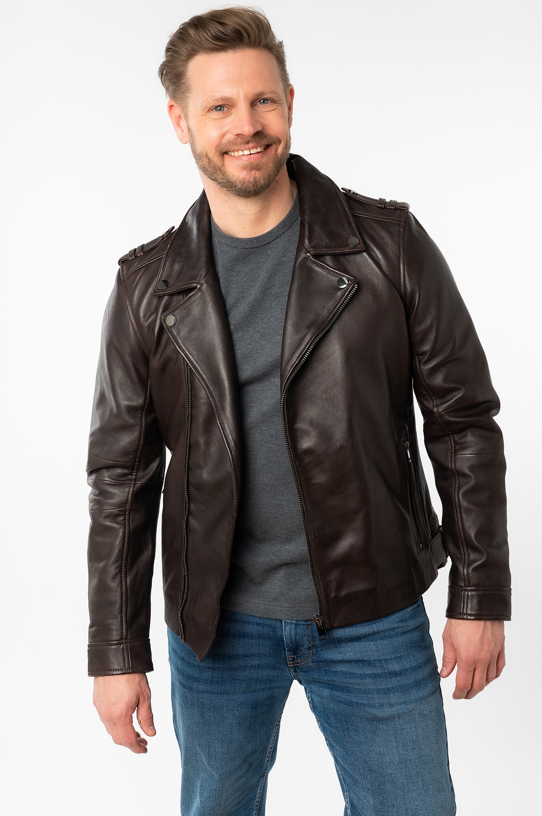 Image of Mauritius Lederjacke "MMRibano SF" mit Reverskragen