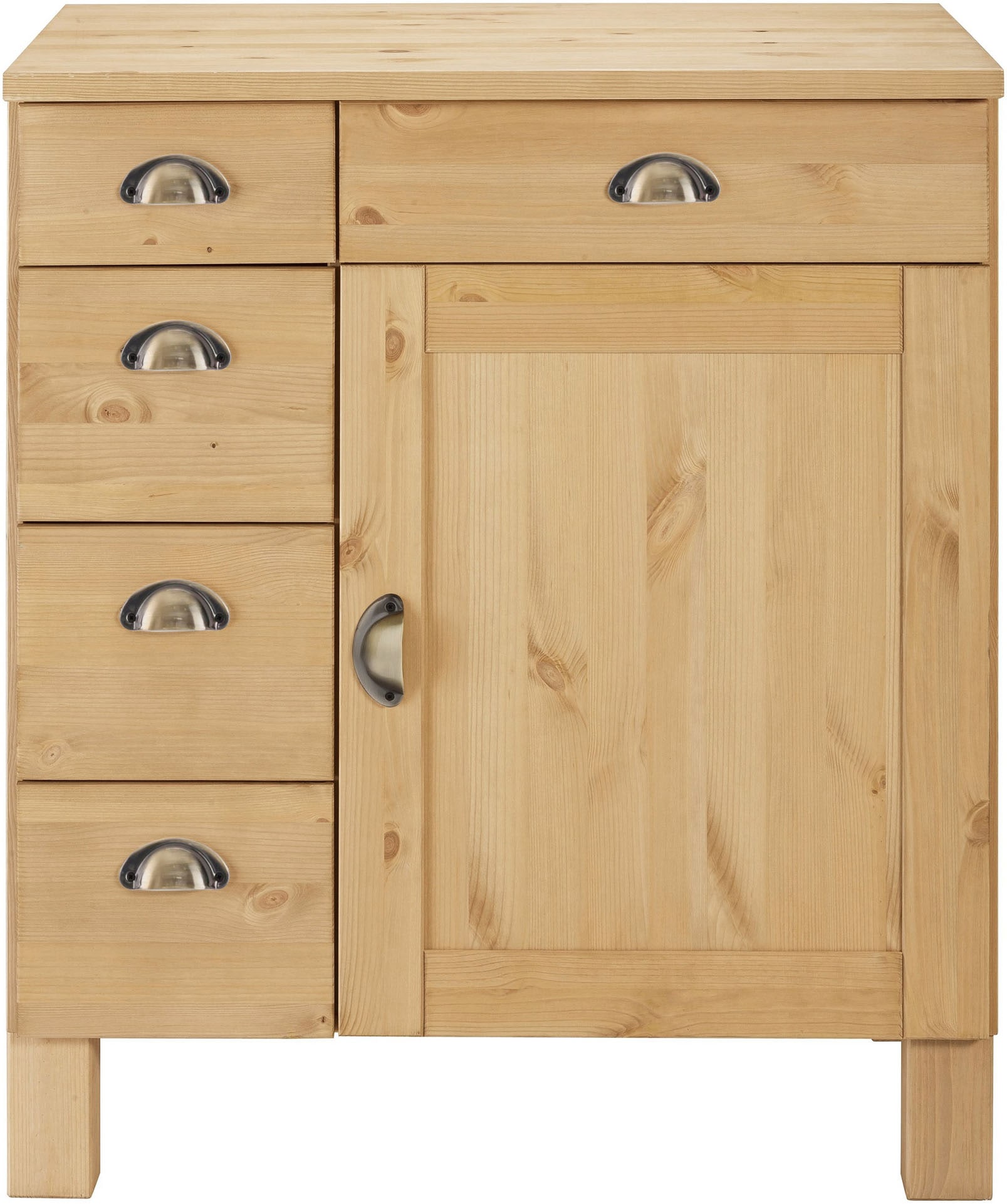 Home affaire Unterschrank »Oslo« 75 cm breit, 1 Tür, 5 Schubladen, aus Kiefer, Metallgriffe