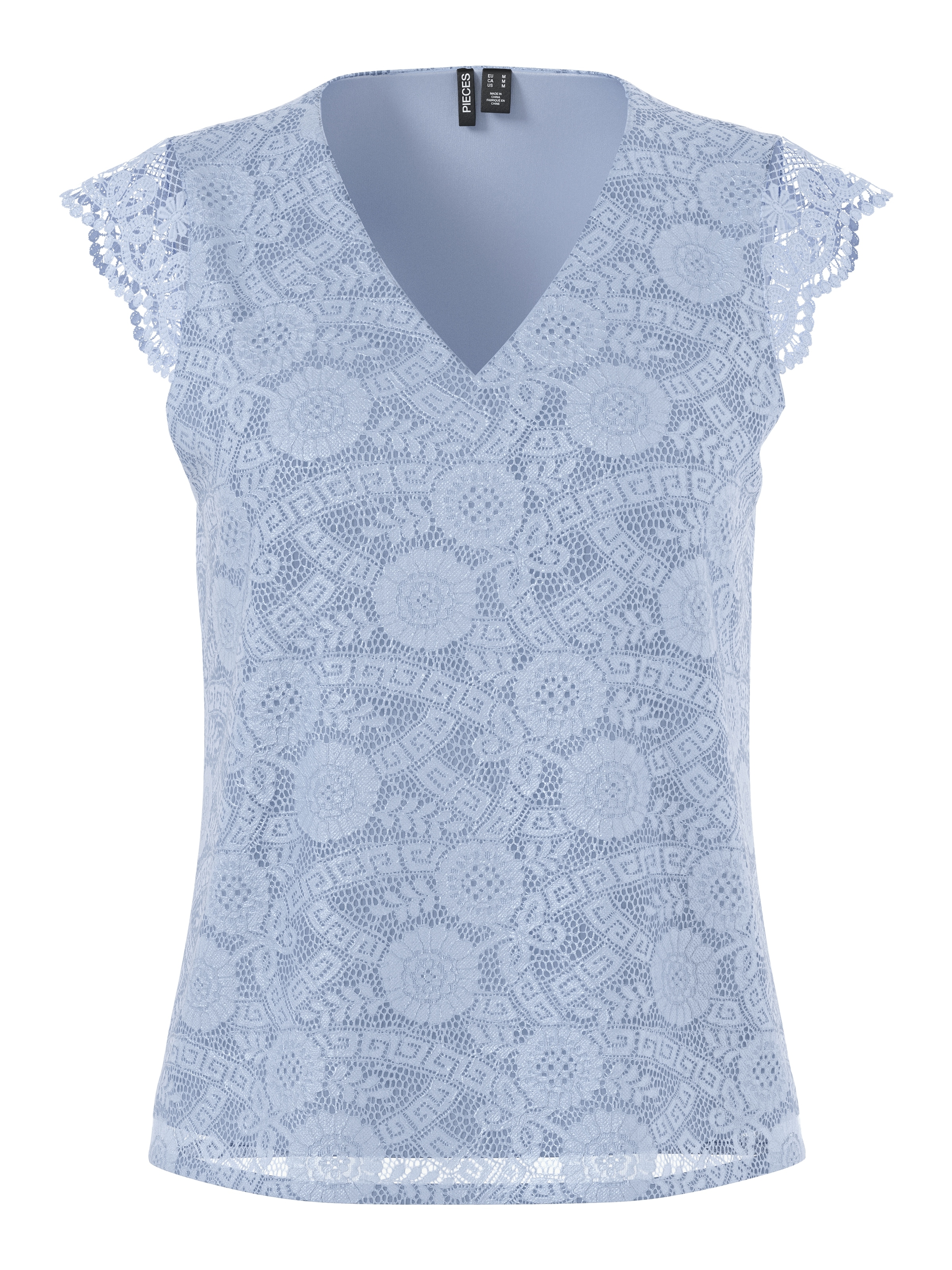 pieces Spitzentop »PCOLLINE SL LACE V-NECK TOP WVN NOOS«