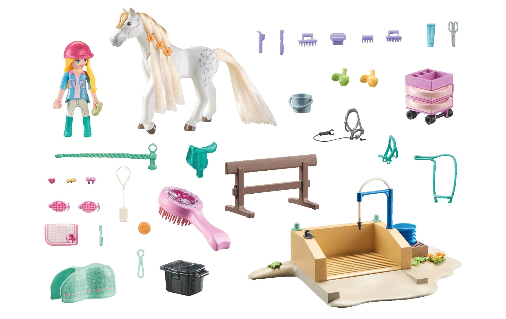 Playmobil® Spielbausteine »Horses of Waterfall Isabella & Lioness mit Waschplatz 71354«, (86 St.)