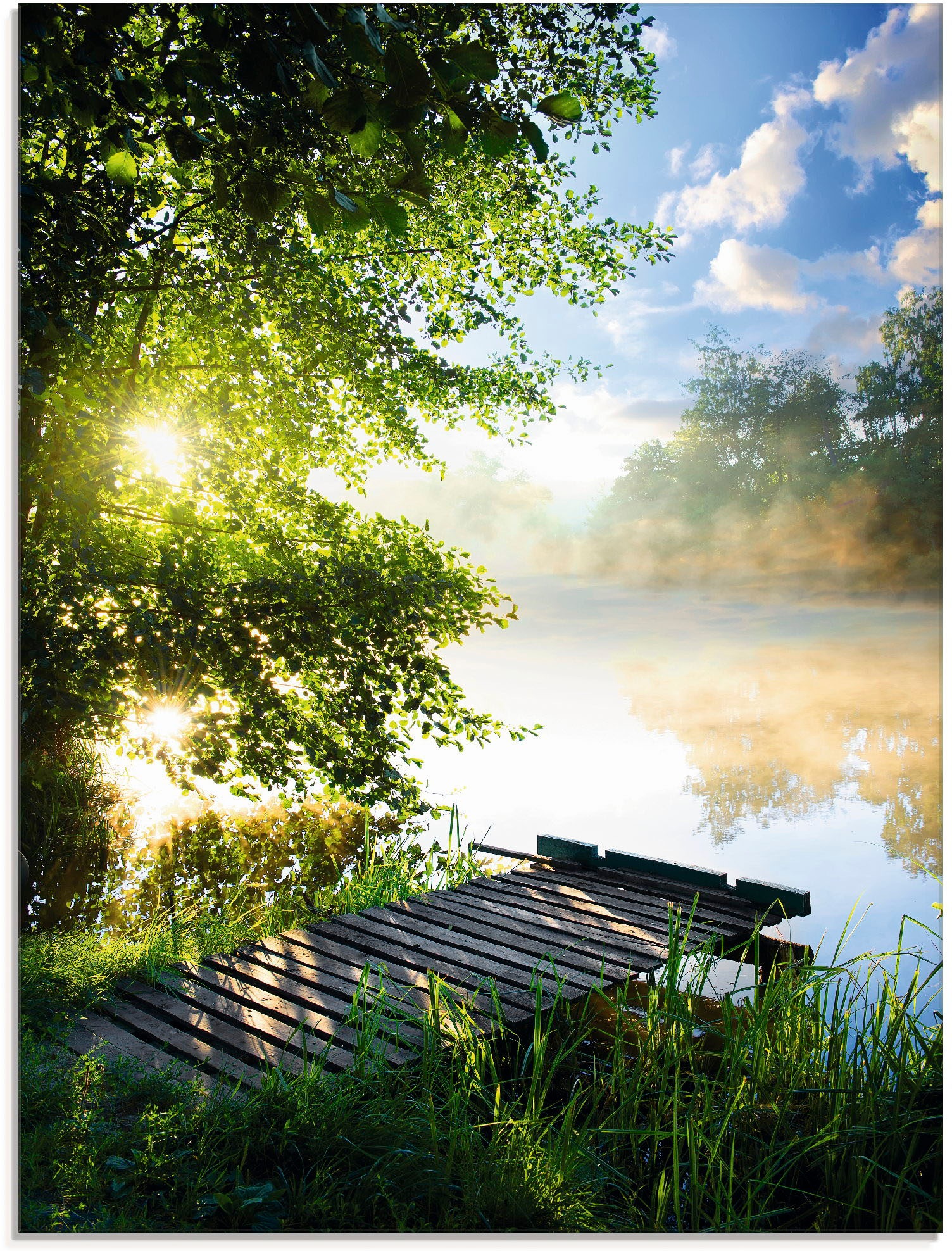 Image of Artland Glasbild "Angelsteg am Morgen" Gewässer 1 Stk. tlg. in verschiedenen Grössen