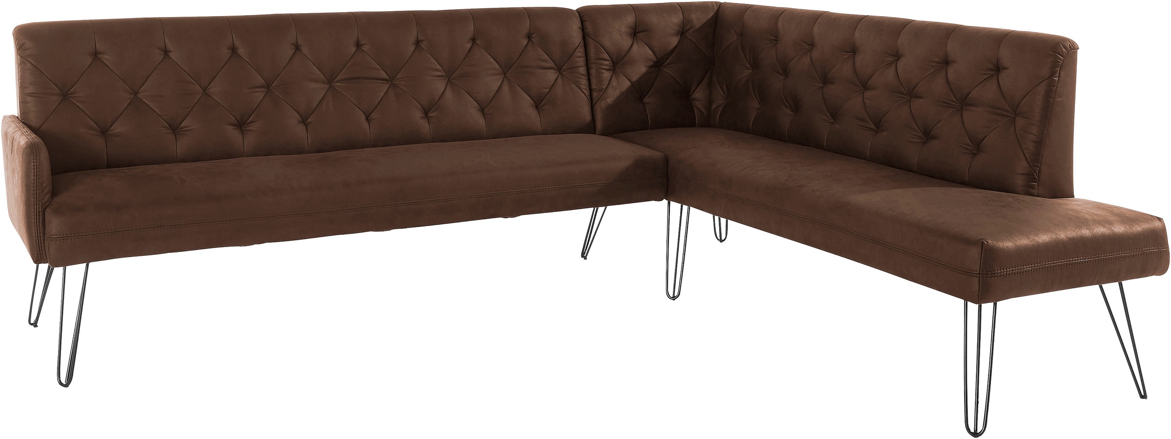 exxpo - sofa fashion Eckbank »Doppio, Chesterfield Optik, komfortabel und bequem, hohe Designfüsse«, Frei im Raum stellbar