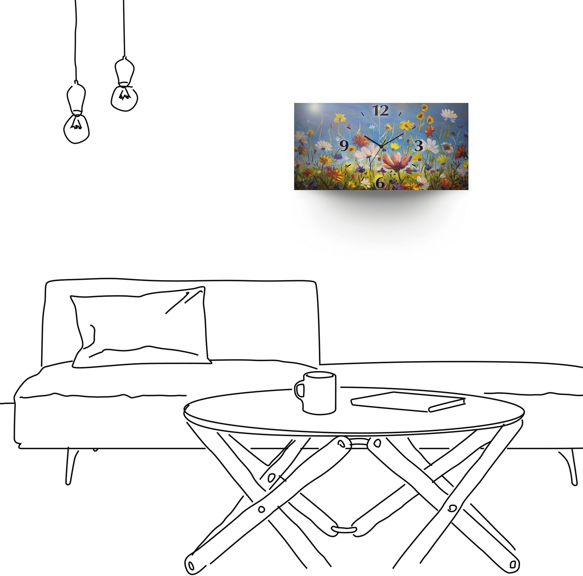 Artland Wanduhr »Wildblumenwiese« 3D Optik gebogen, mit Quarz- oder Funkuhrwerk, versch. Grössen