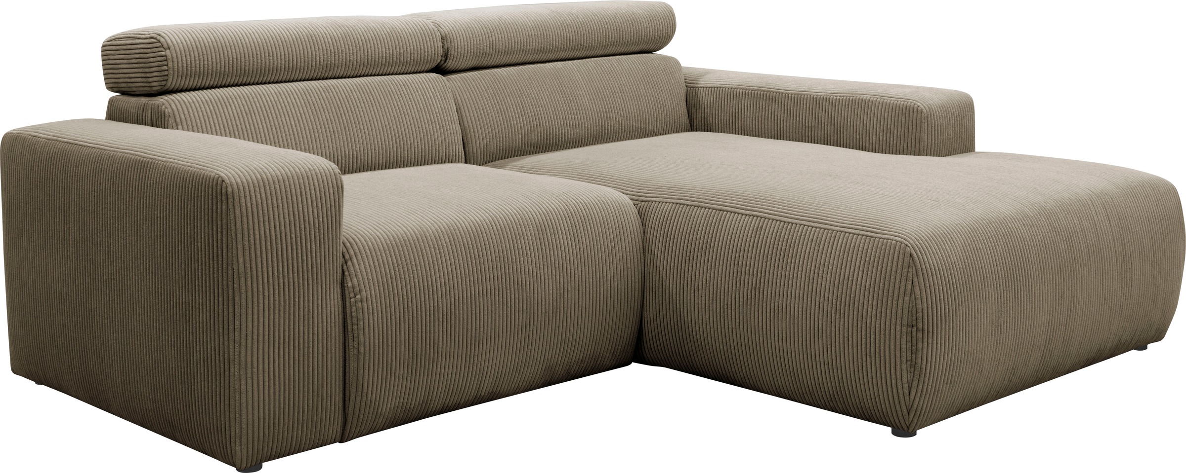 DOMO collection Ecksofa »Brandon, inkl. Kopfteilverstellung, B/T/H:  214/100/80 cm, L-Form« Cord, schlamm
