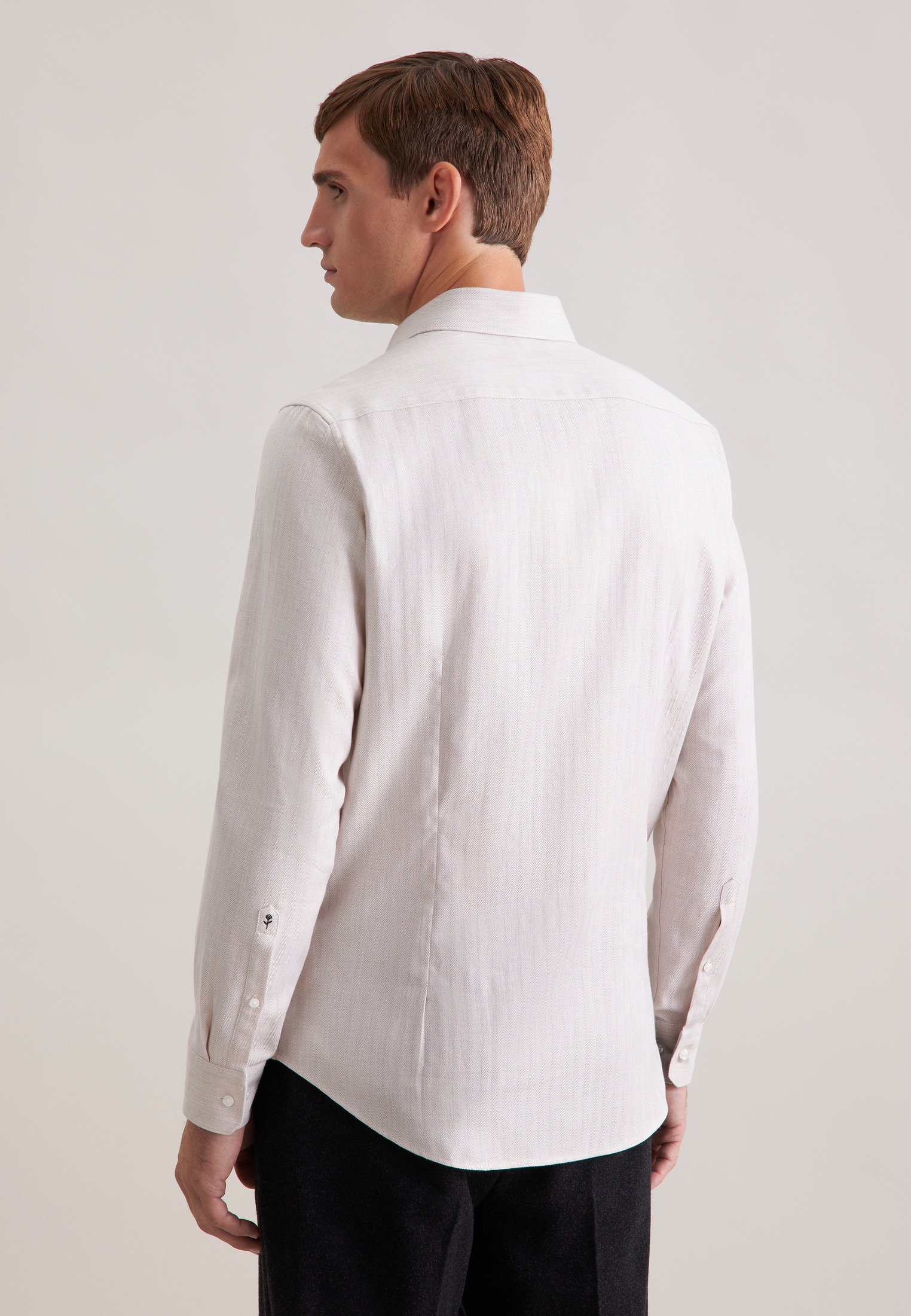 seidensticker Flanellhemd »Schwarze Rose« Slim 1/1 Kentkragen Fischgrat