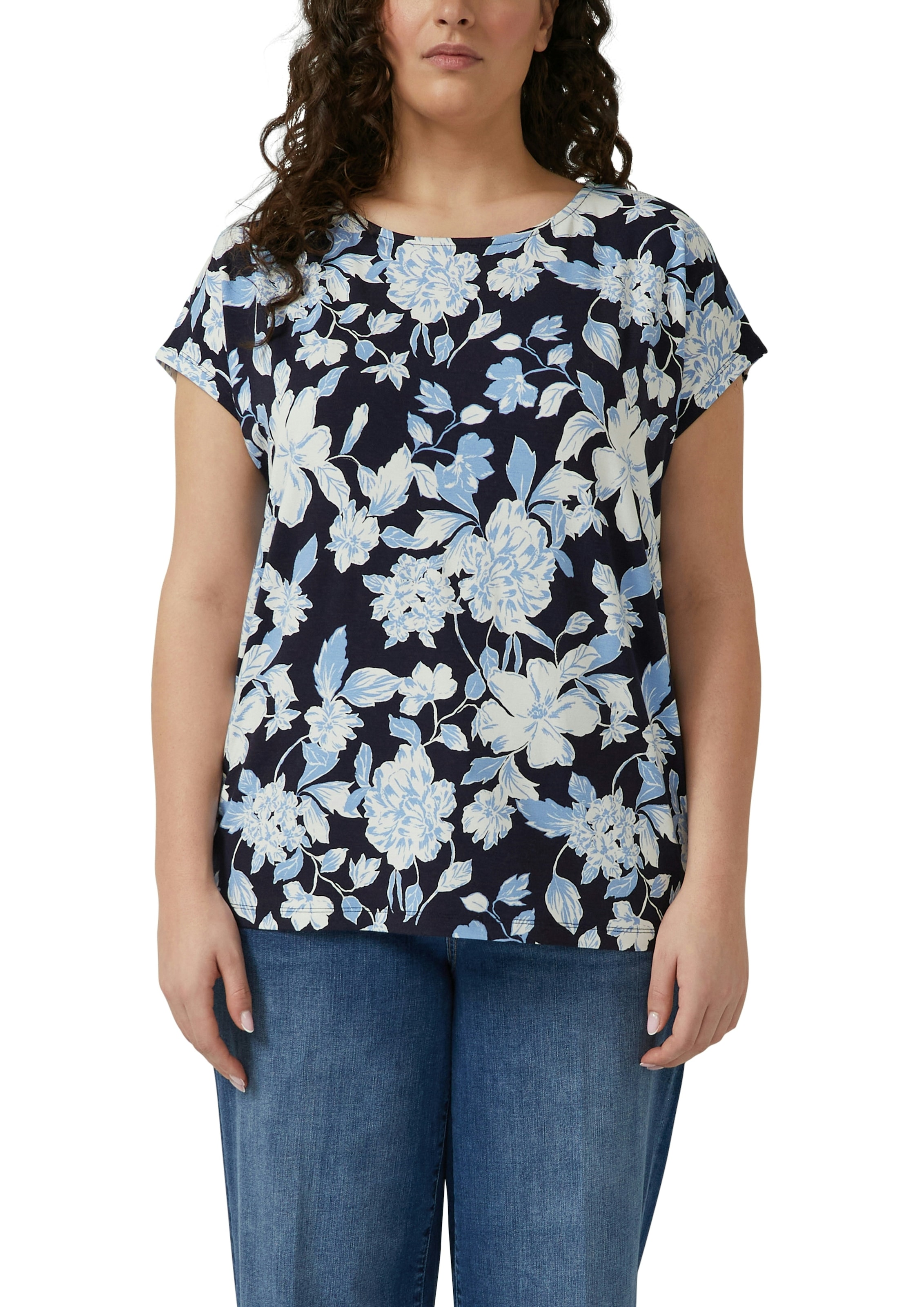 Image of s.Oliver CURVE Kurzarmshirt Sommershirt in floraler Optik/Grosse Grössen