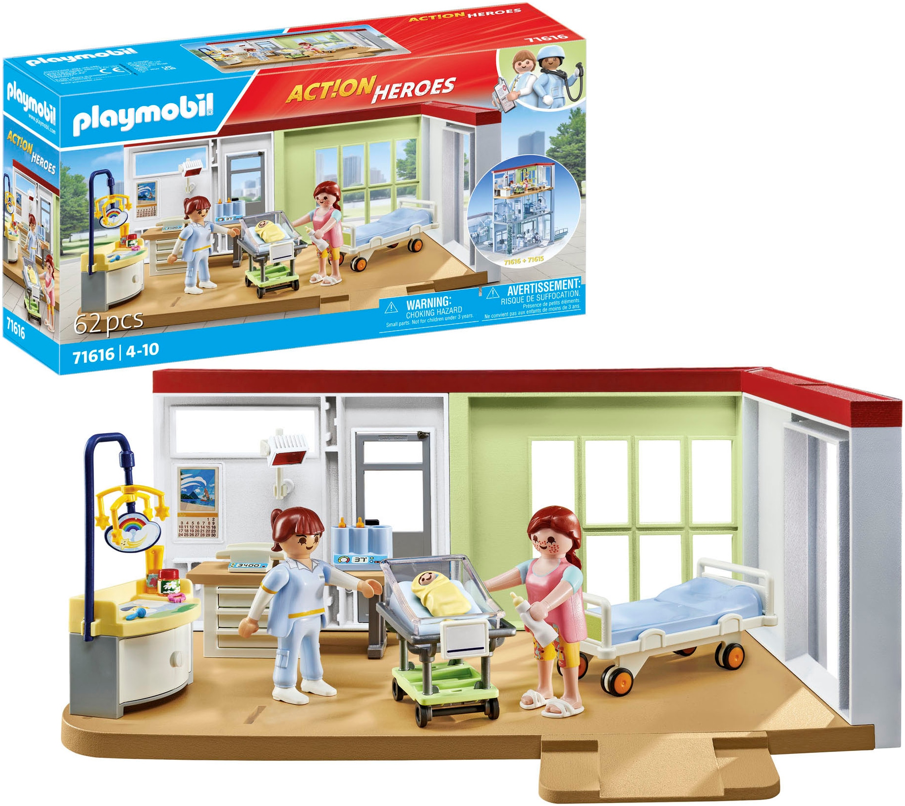 Playmobil® Konstruktions-Spielset »Entbindungsstation (71616), Action Heroes« Made in Europe