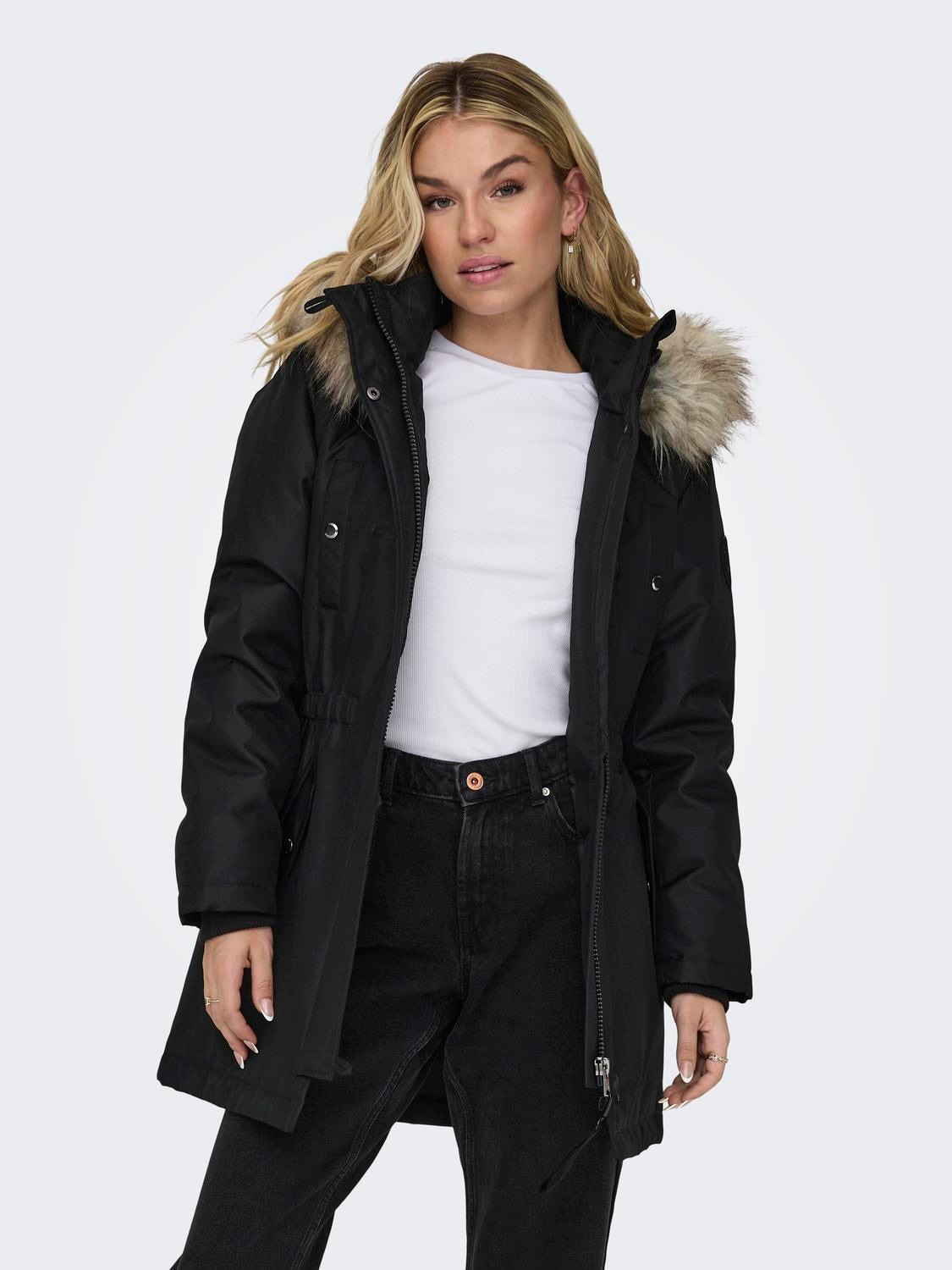 ONLY Parka »ONLIRIS FUR WINTER PARKA LIFE CC OTW«, mit Kapuze, mit verdeckter Knopfleiste