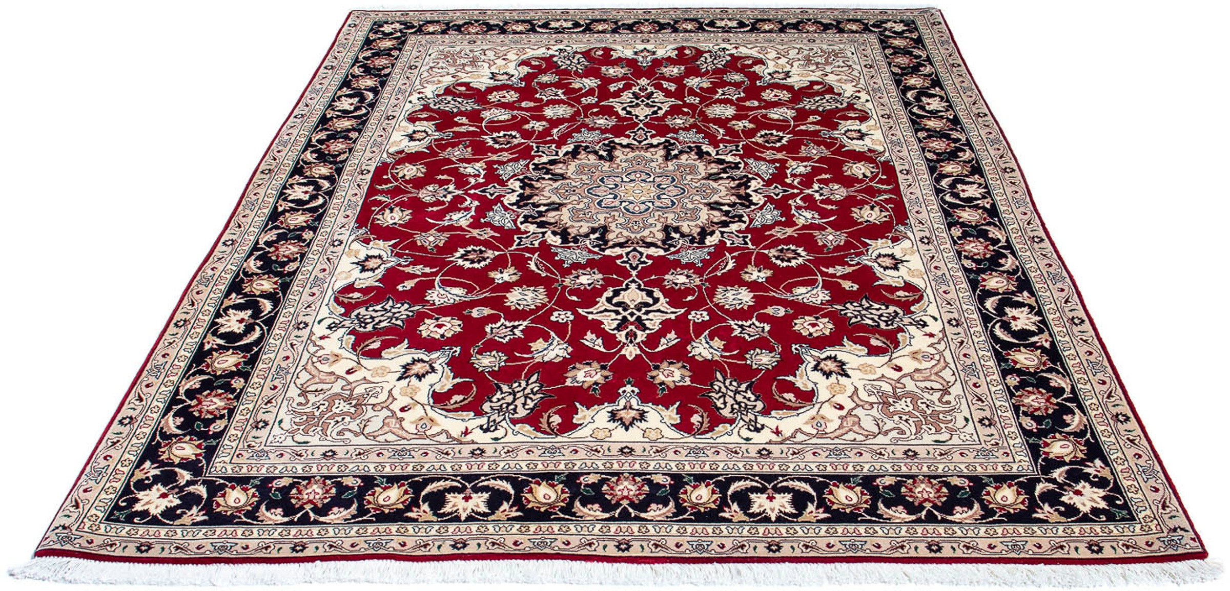 Image of morgenland Orientteppich »Perser - Täbriz - Royal - 204 x 151 cm - dunkelrot«, rechteckig, 7 mm Höhe, Wohnzimmer, Handgeknüpft, Einzelstück mit Zertifikat bei Ackermann Versand Schweiz
