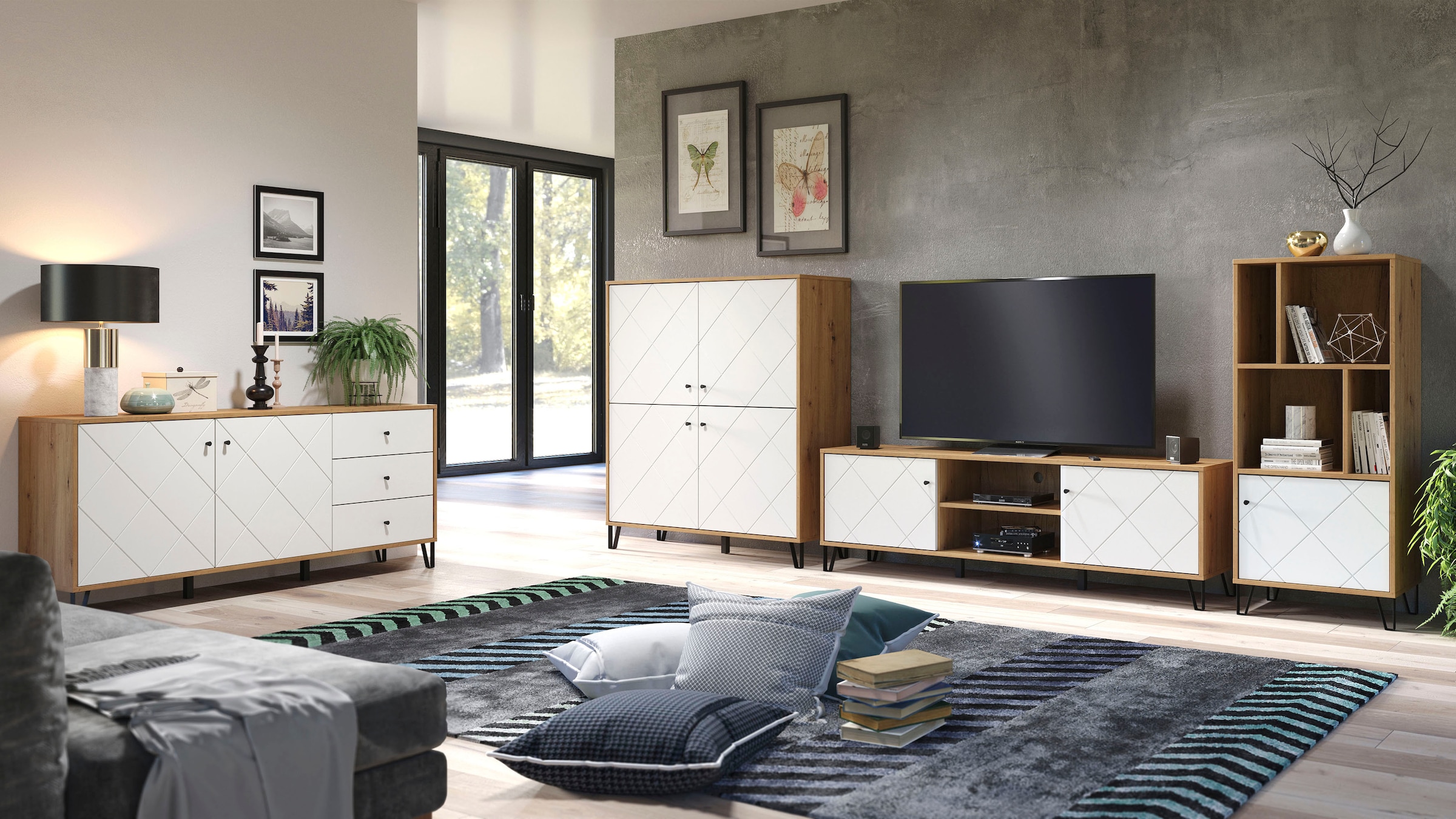 Home affaire Sideboard »Tarragona« Sideboard, 2 Türen, 3 Schubkasten & Soft-Close - (B/T/H) 183/40/76 cm
