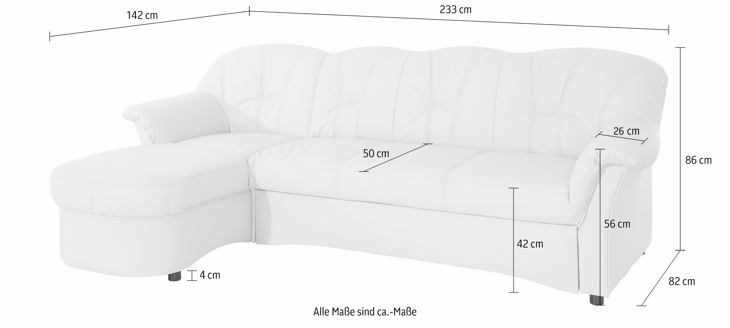 DOMO collection Ecksofa »Flores Schlafsofa, B/T/H: 233/142/86 cm, L-Form«, wahlweise mit Bettfunktion, wahlweise mit Federkern, auch in Leder