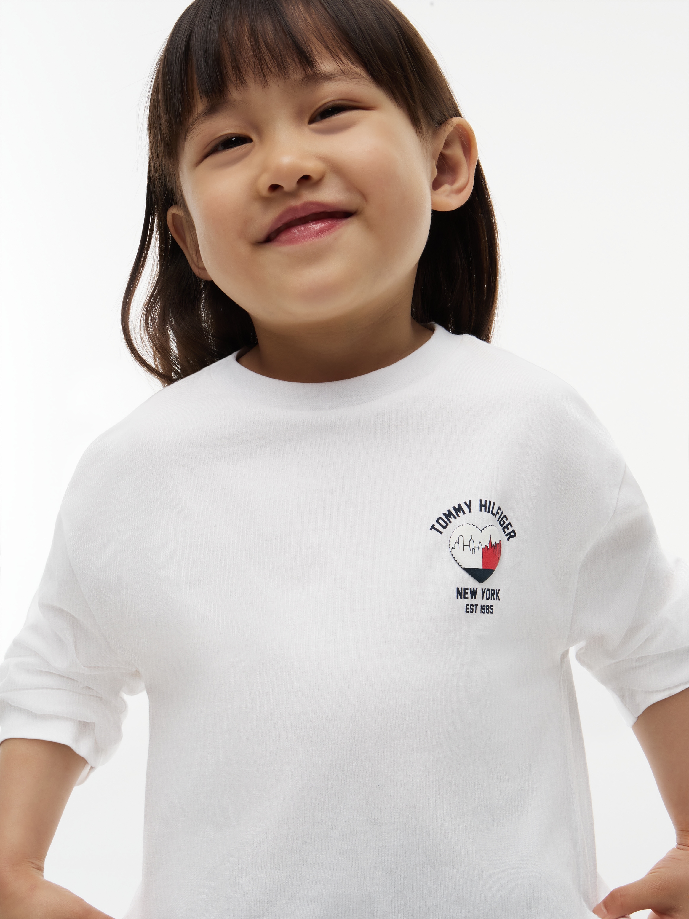 Tommy Hilfiger Langarmshirt Rundhalsausschnitt, reine Baumwolle, für Baby & Kinder