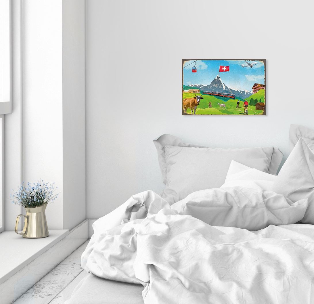 queence Metallbild »VACATION«, Schweiz, Blechschilder