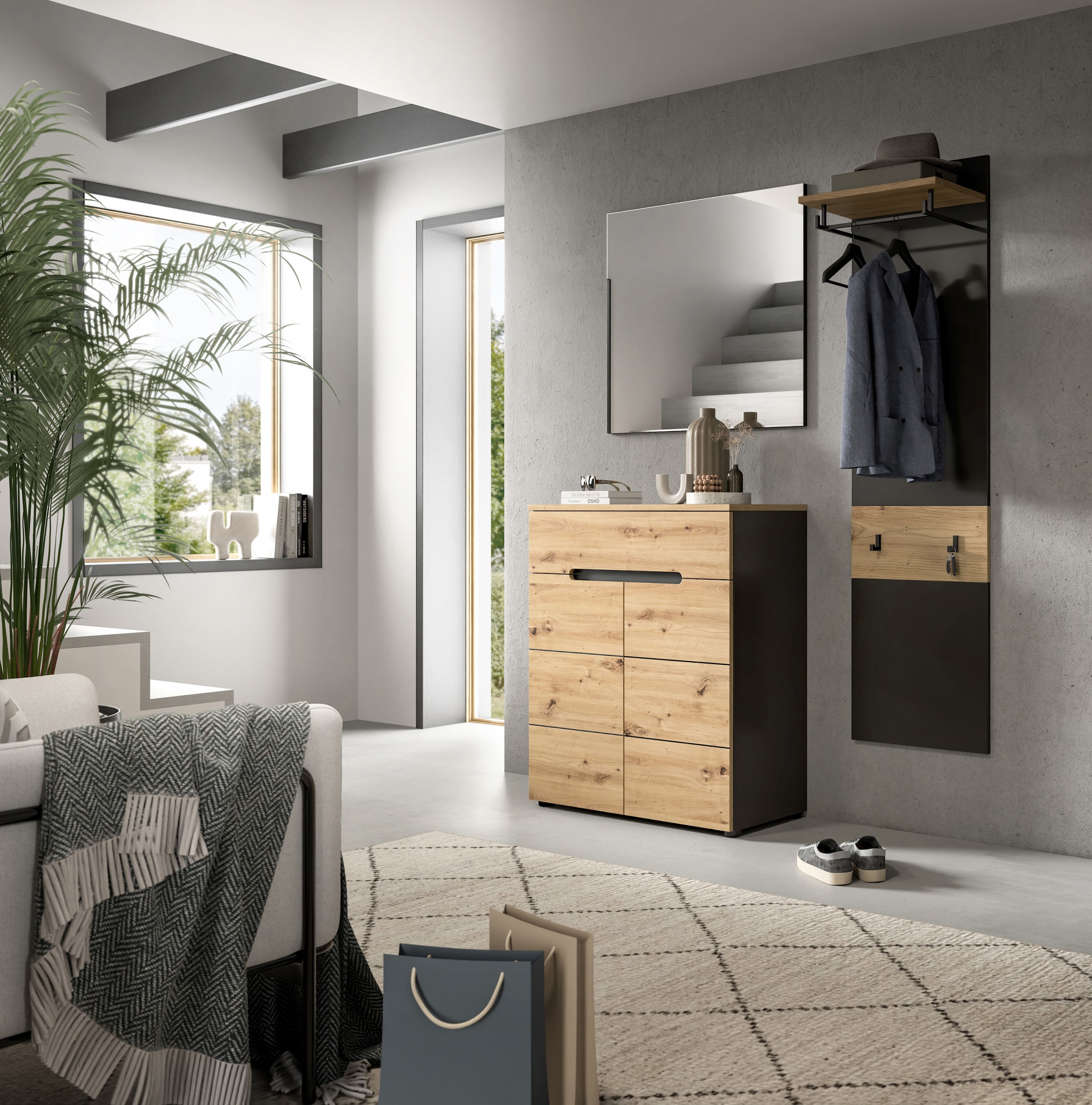Home affaire Garderobenpaneel »REHAT, TOPSELLER!, Höhe 165 cm, Hutablage, 2 Haken, Garderobenstange« in verschiedenen Farben erhältlich, 1 Stk. tlg. Paneel, Wandboard, Garderobe, Garderobenleiste, Garderobenboard