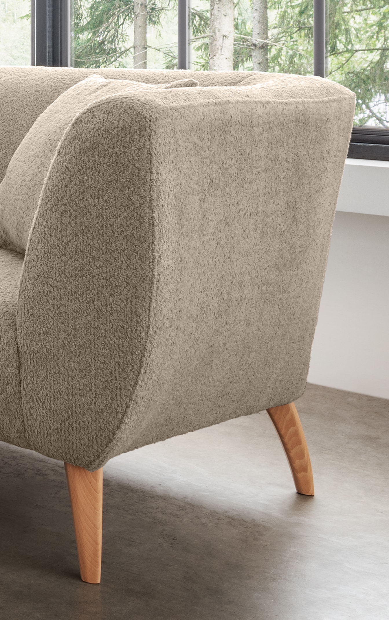 Home affaire Canapé d'angle »Lazio modern und bequem, schmale Armlehnen, tolle Detailverarbeitung« zwei verschiedene Fussfarben wählbar