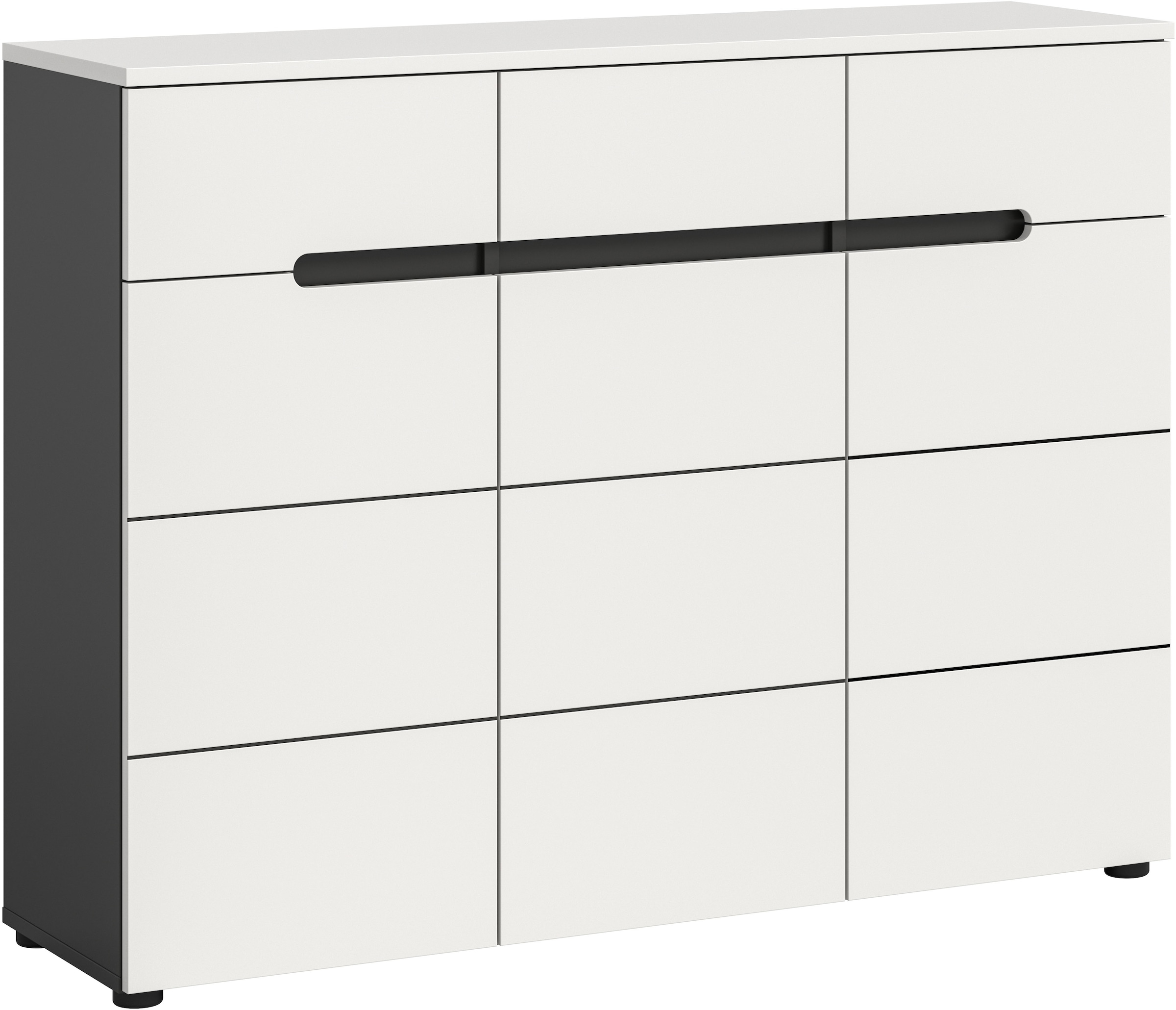 Image of Home affaire Garderobenschrank "REHAT, TOPSELLER, Breite 120 cm, 3 Türen, 3 Schubkästen, 12 Fächer" in verschiedenen Farben erhältlich, Platz für ca. 24 Paar Schuhe, 1 Stk. tlg. Schuhschrank, Kommode, Schuhkommode, Anrichte, Sideboard