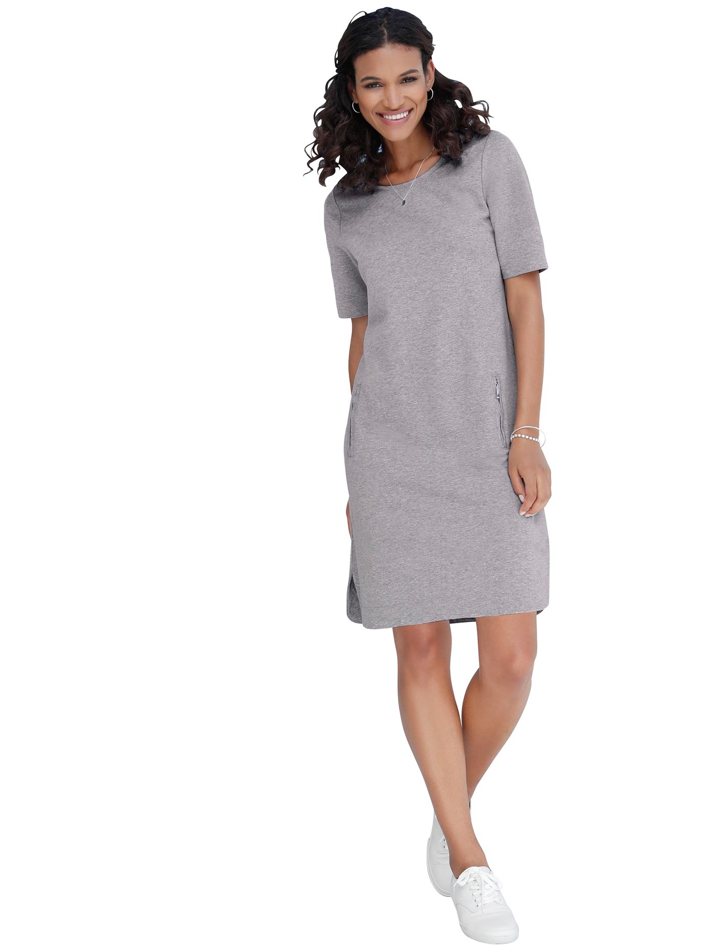 Jersey-Kleid mit gerundetem Saumabschluss