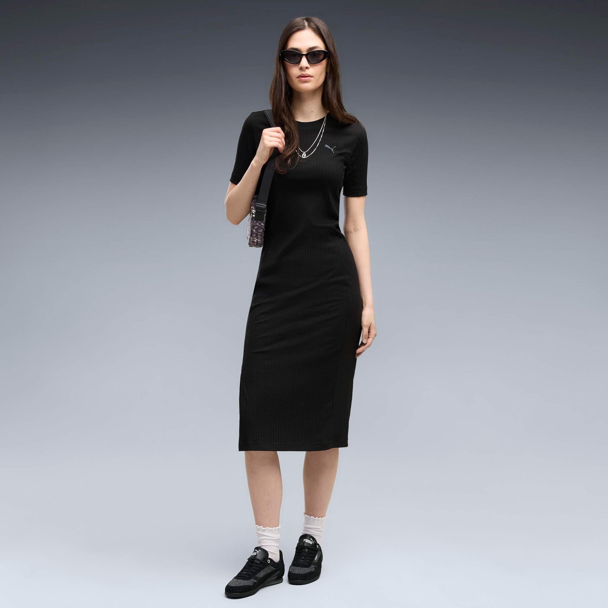 Image of PUMA Sweatrock "HER RIB DRESS" kniebedeckende Länge, unifarbenes Design, sportlicher Schnitt