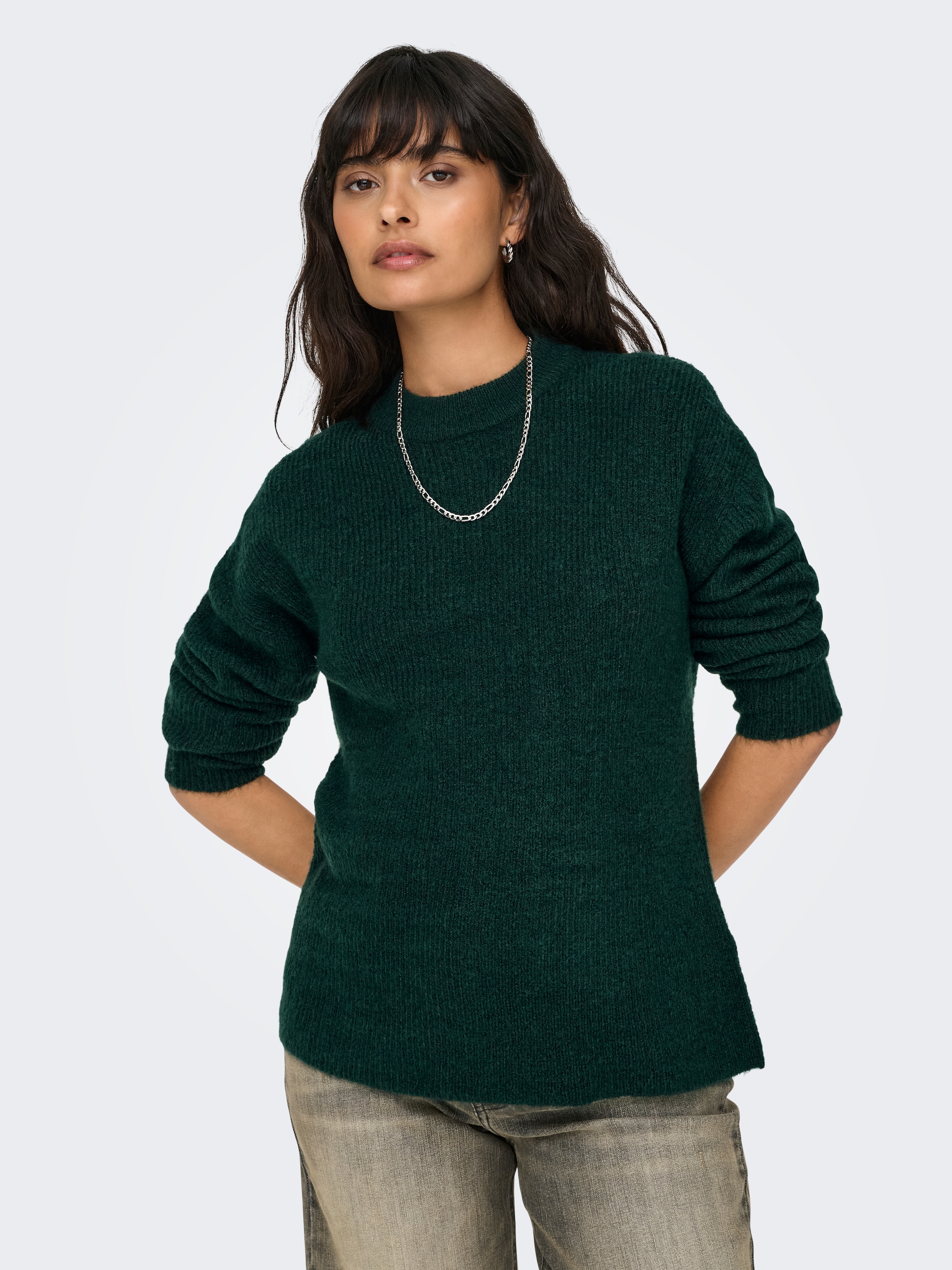 ONLY Pull en tricot »ONLCAMILLA O-NECK L/S PULLOVER KNT« mélange de matériaux, coupe régulière
