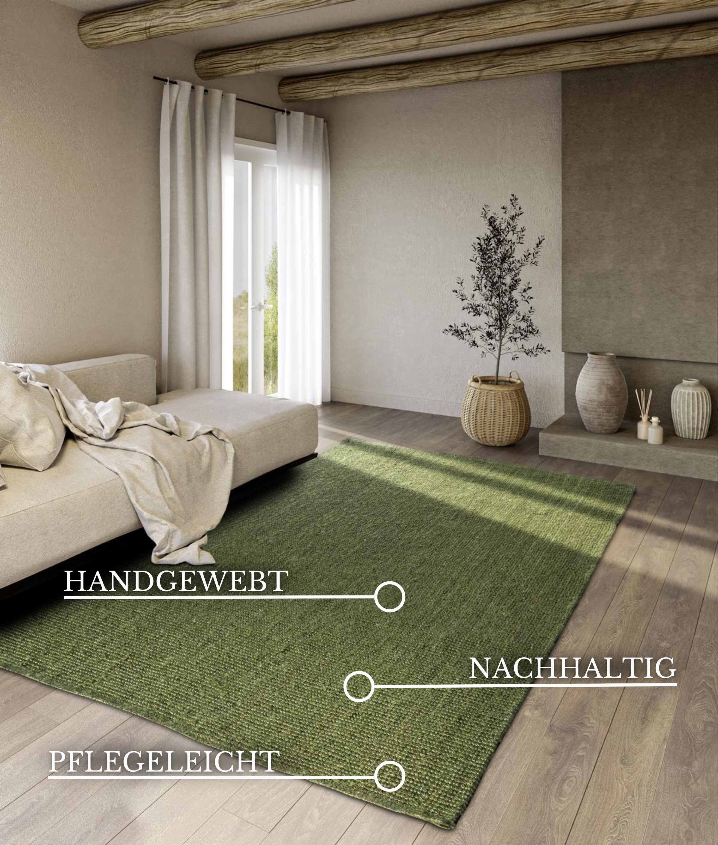 Villeroy & Boch Teppich »Rosalie Juteteppich«, rechteckig, 10 mm Höhe, Läufer, 100% Jute, Natur, Wohnzimmer, Esszimmer, Schlafzimmer, GRS
