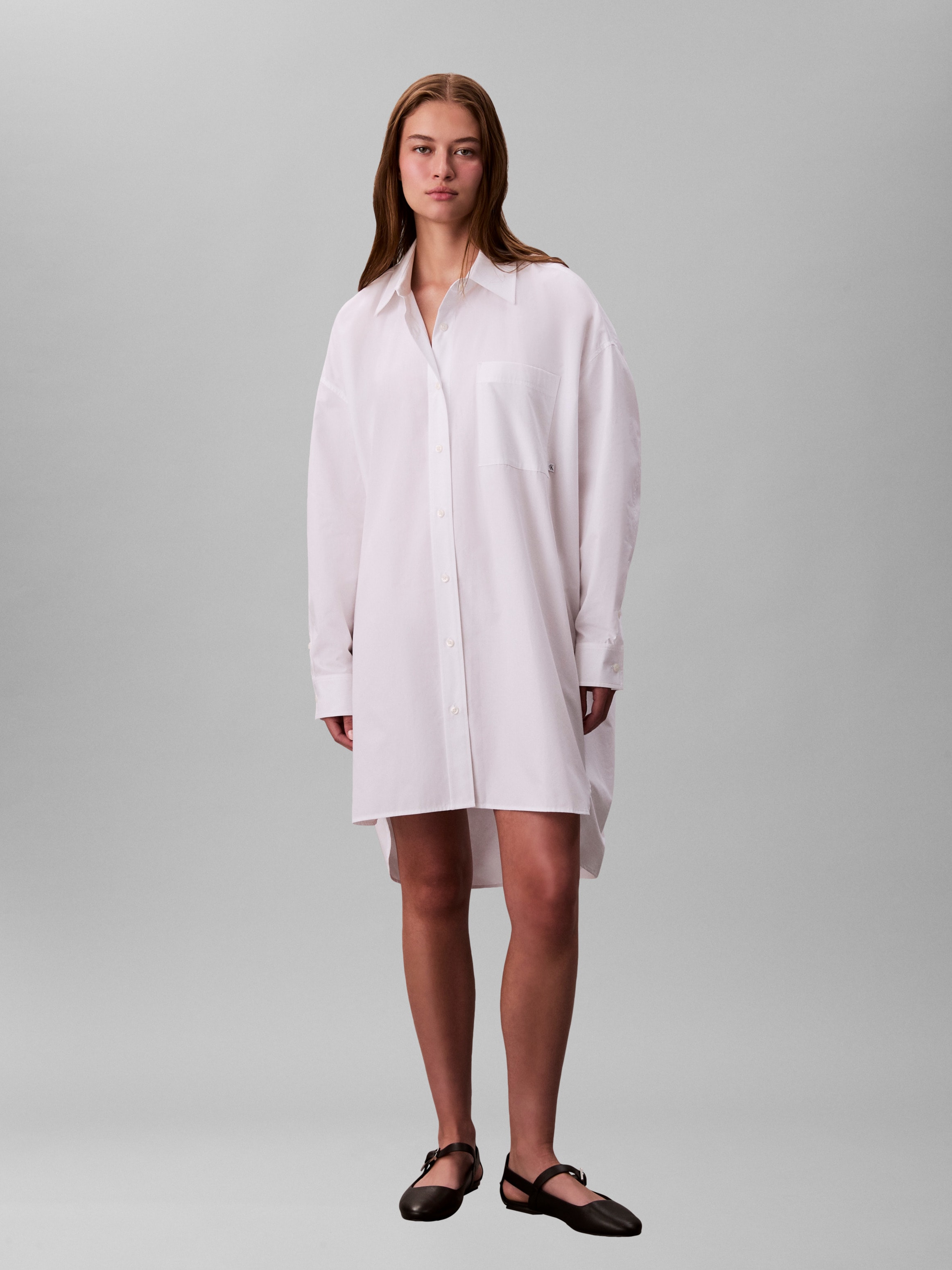 Image of Calvin Klein Jeans Hemdblusenkleid "Cotton Oversized Mini Shirtdress" Brusttasche im Oversize-Style