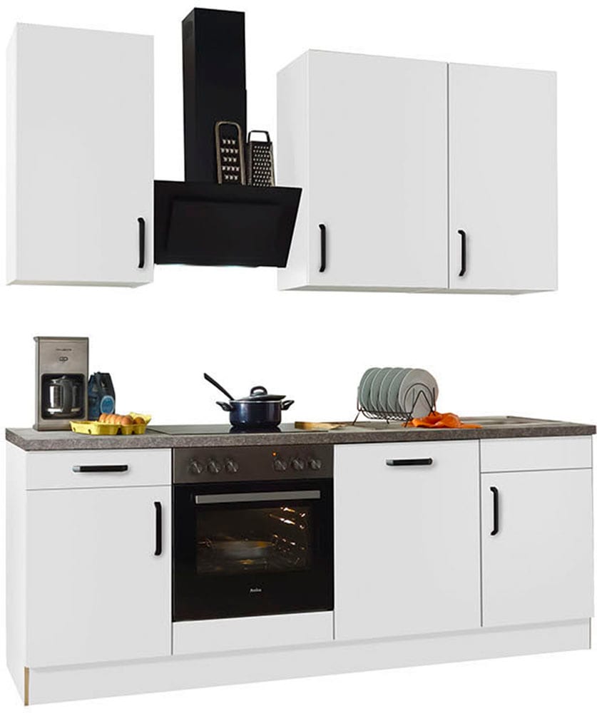 wiho Küchen Küchenzeile »"Simi", wahlweise mit E-Geräten, mit verstellbaren Füssen« Soft-Close-Funktion in Schubkästen und Auszügen, Breite 220 cm