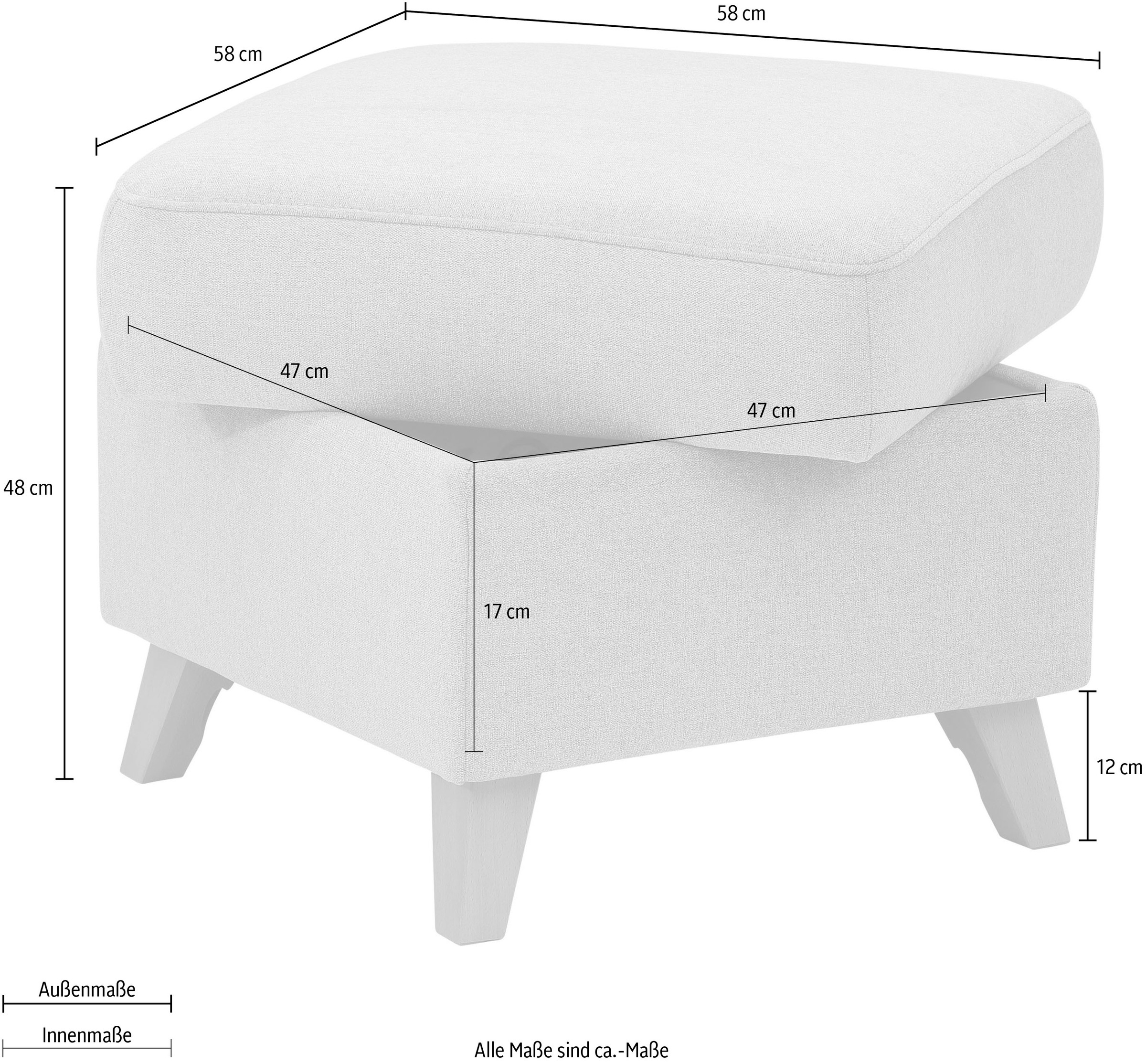 Home affaire Tabouret de rangement »Westerland« in vielen Bezugsarten und Farben, auch in Luxus-Microfaser imprägniert