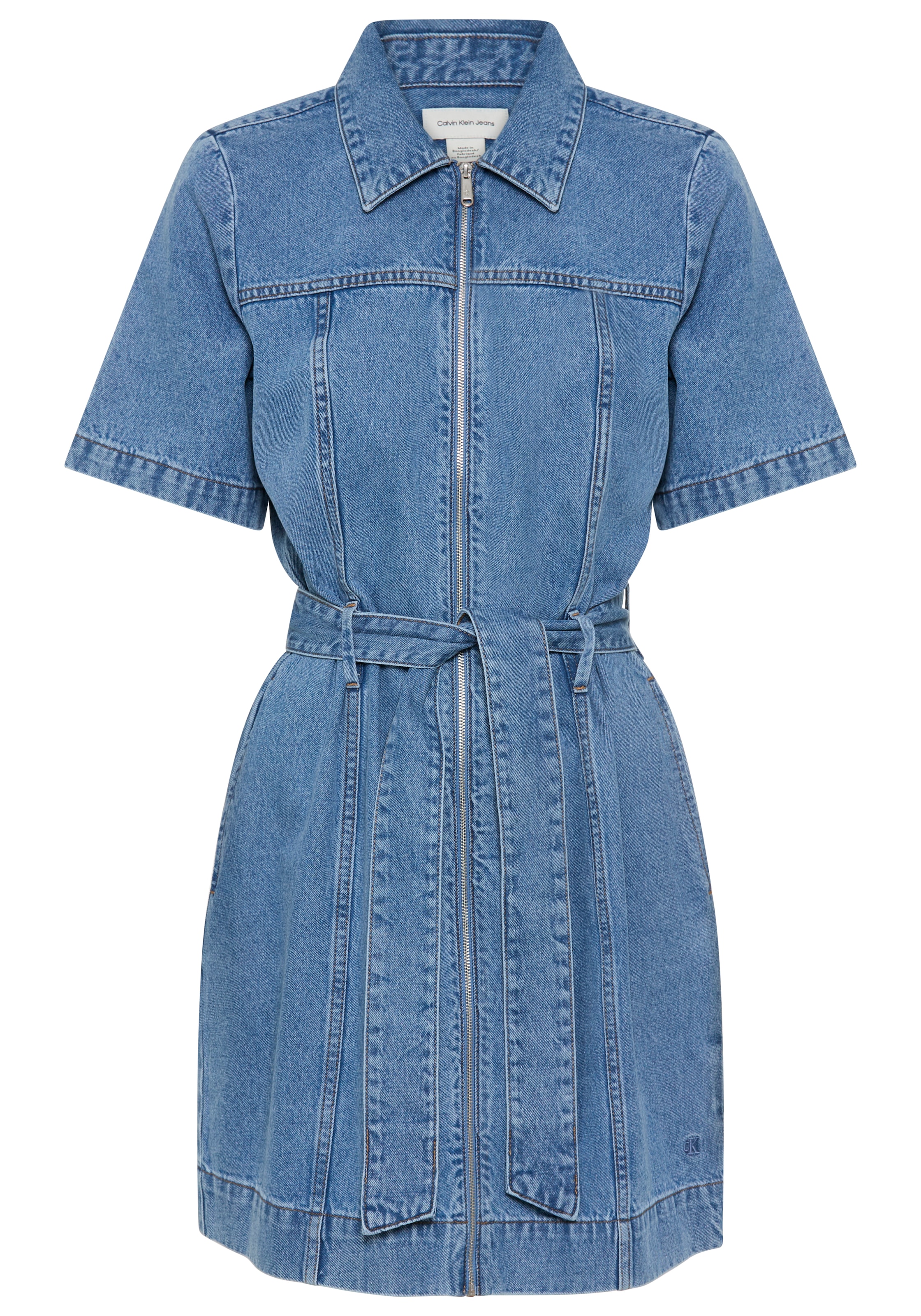 Calvin Klein Jeans Robe en jean »BELTED SHIRT DRESS RADIO BLUES« Sans poche Regular fit mit Gürtel