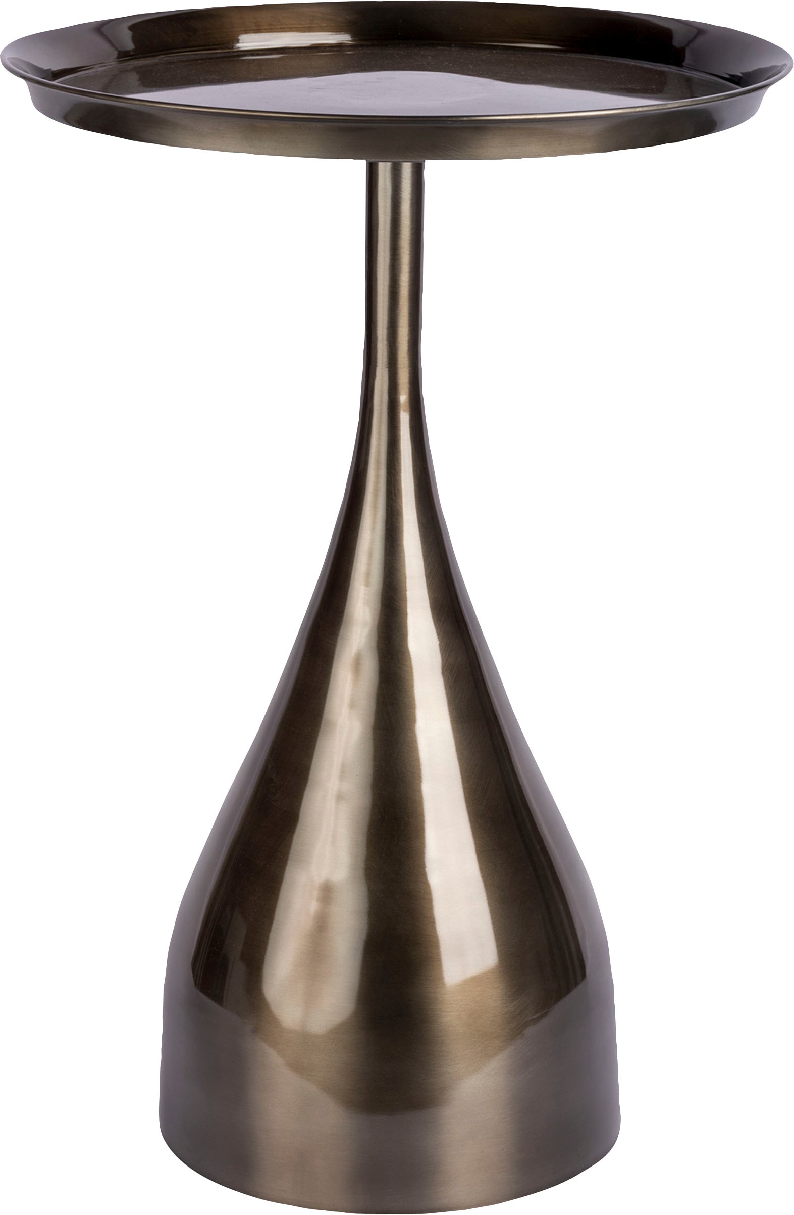 Kayoom Beistelltisch »Assane 125, Edles Design in Goldfarben beziehungsweise Schwarz«, (1 St.), Metallgestell in Tropfenform, runde Ablagefläche, extravagant