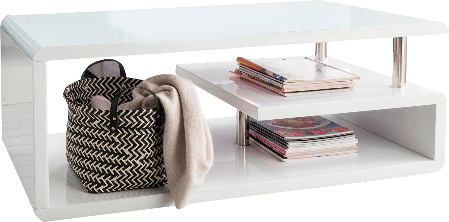 Image of Paroli Couchtisch, Weiss Hochglanz mit Ablagemöglichkeiten bei Ackermann Versand Schweiz