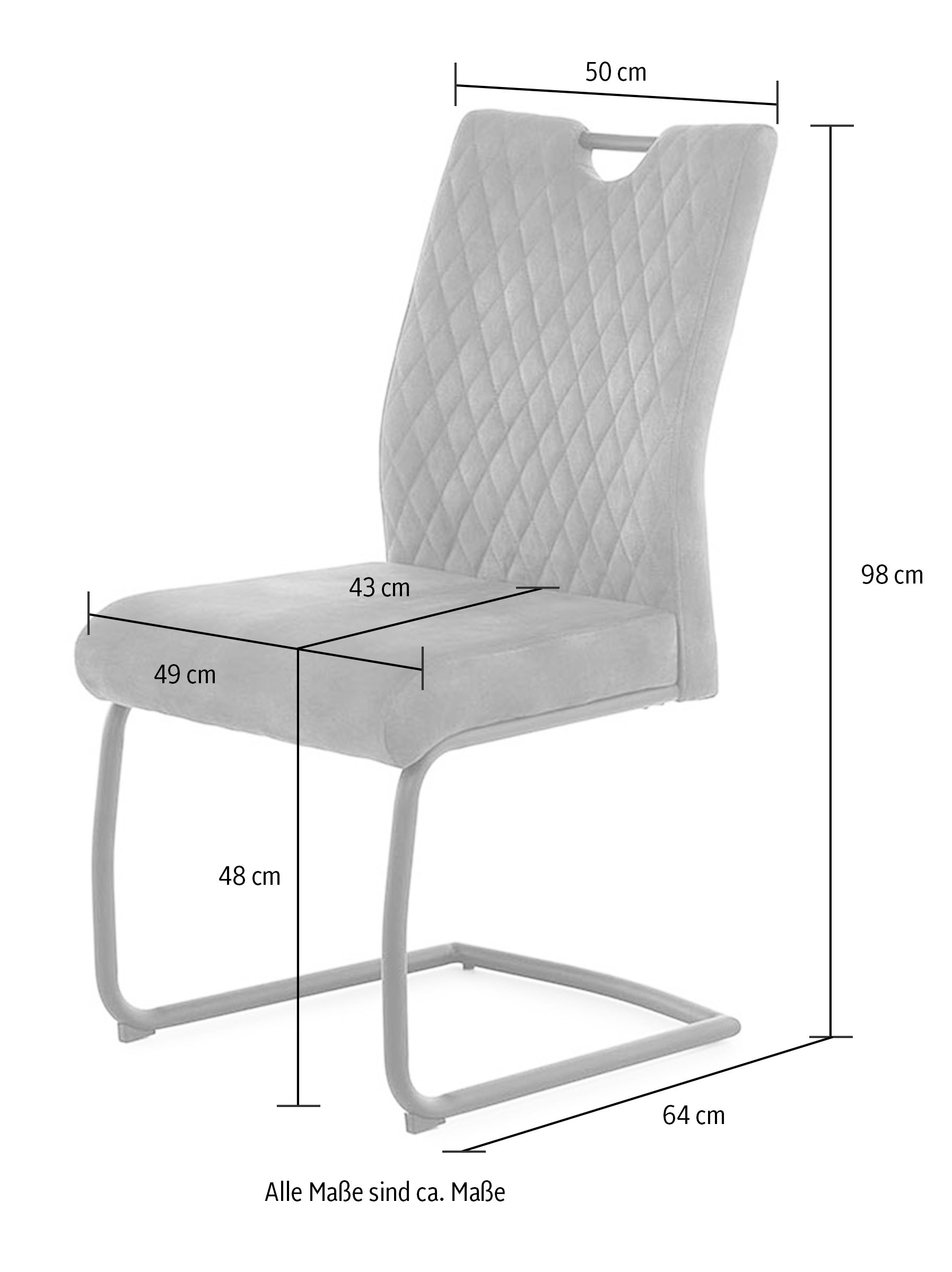 Jockenhöfer Gruppe Freischwinger »Bonnie«, (Set), 2 St., Microfaser, Bis 150kg belastbar, XL-Sitzbreite, praktischer Griff im Rücken
