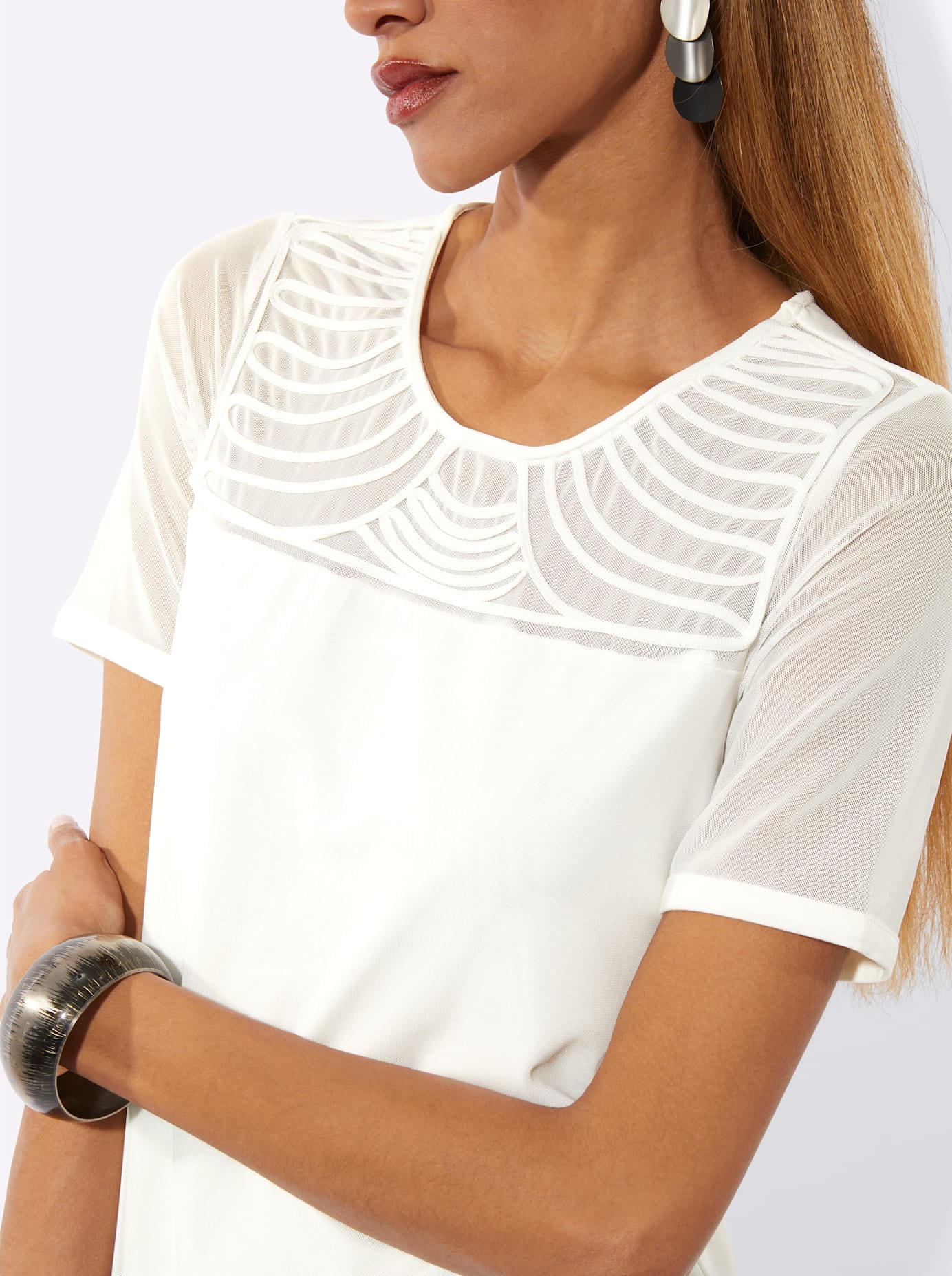 creation L Kurzarmshirt »Mesh-Shirt« 1 tlg.