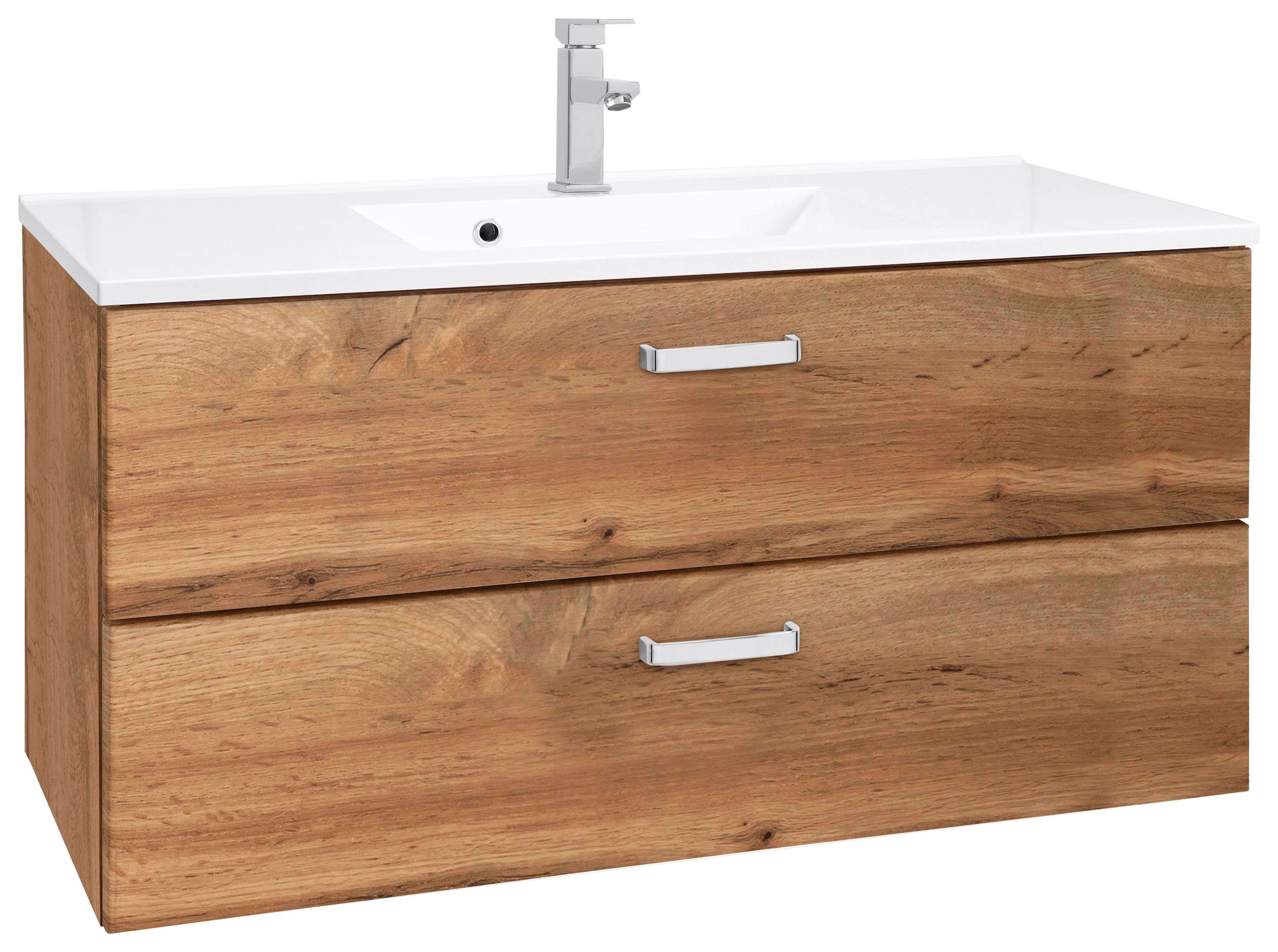 Image of welltime Waschbeckenunterschrank "Ravenna" Badmöbel Waschtisch inkl. Waschbecken, Breite 100 cm, Soft-Close