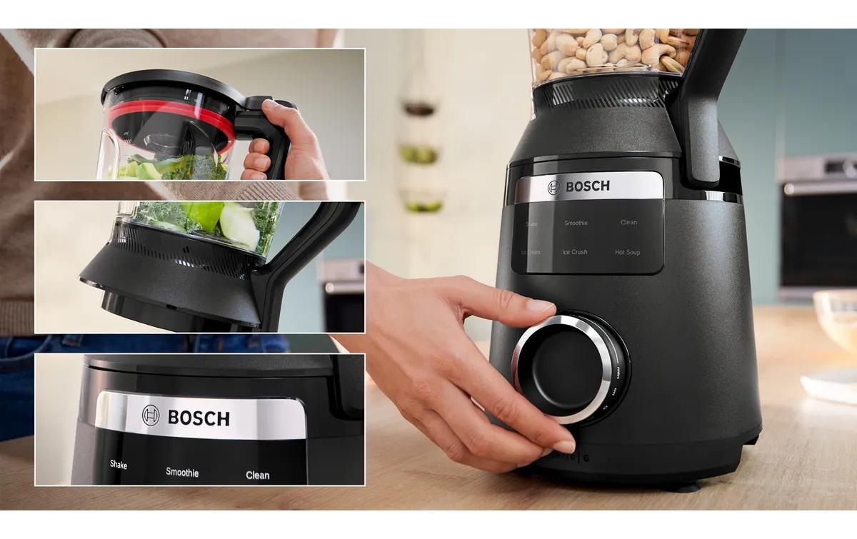 BOSCH Standmixer »VitaPower Serie 6  MMBD665B1, Hochleistungsmixer, 45.000 rpm, schwarz« 1800 W 2l, 6 Automatikprogramme inkl heisse Suppe, Stopfer, Sicherheitsdeckel
