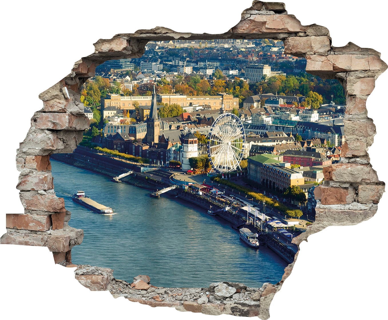 Image of queence Wandtattoo "Düsseldorf" Wandsticker, Wandbild, selbstklebend, 3D, Wanddurchbruch
