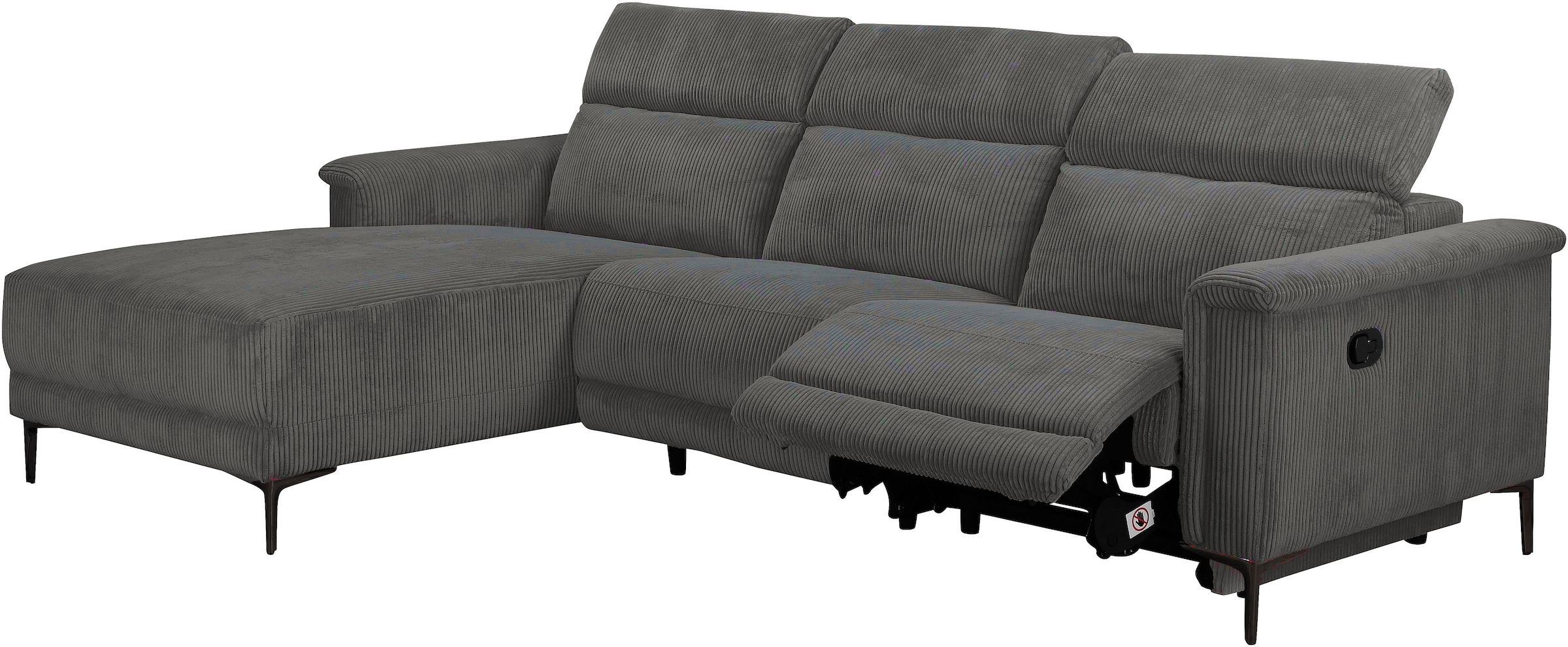 GOODproduct Ecksofa »LUND Cord, L-Form, 261 cm, man. o. elektr. Relaxfunktion (mit USB-A)« USB-C bei elektrischer Variante und Kopfteilverstellung