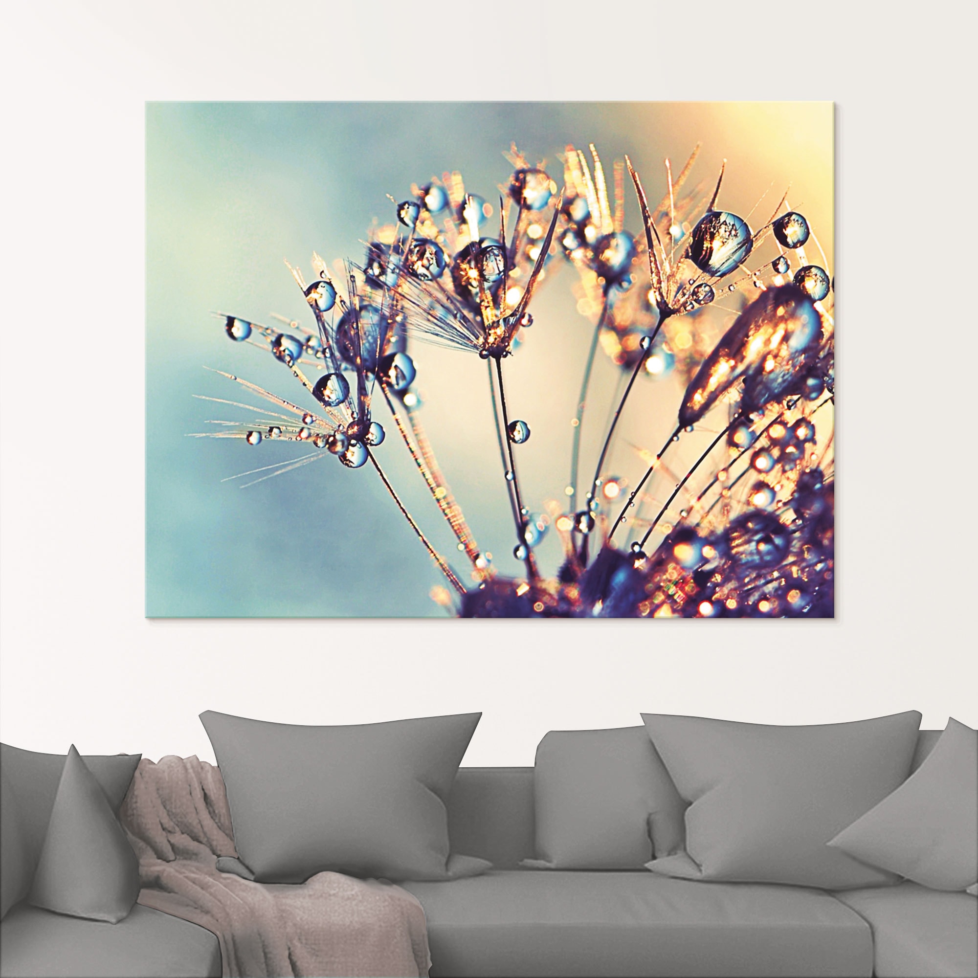 Artland Glasbild »Pusteblume Glitzertau«, Blumen, (1 St.), in verschiedenen Grössen
