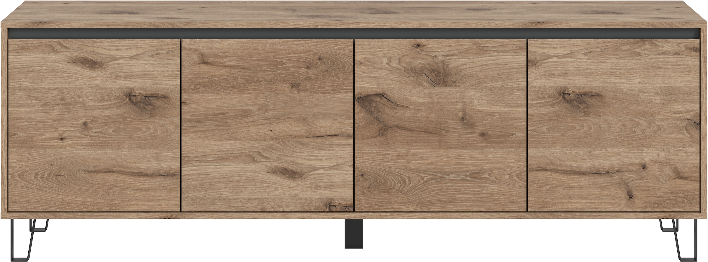 Home affaire Lowboard »BALTIC, Breite 184cm, grifflose Fronten, Metall-Füsse,4 Türen, 4 Fächer« TV-Möbel, TV-Schrank, TV-Lowboard, Mediaboard