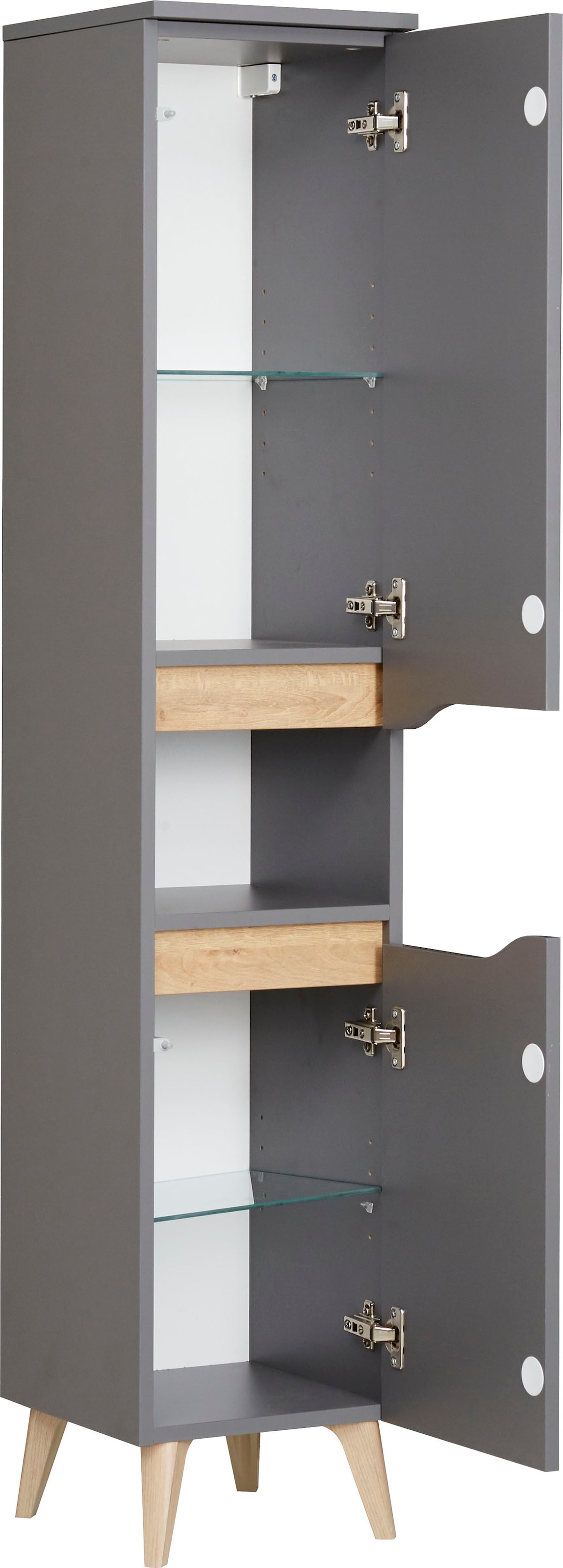 Saphir Midischrank »Quickset Badschrank 30 cm breit, 2 Türen, 1 Nische, 2 Einlegeböden« Badezimmer-Midischrank inkl. Türdämpfer, grifflos