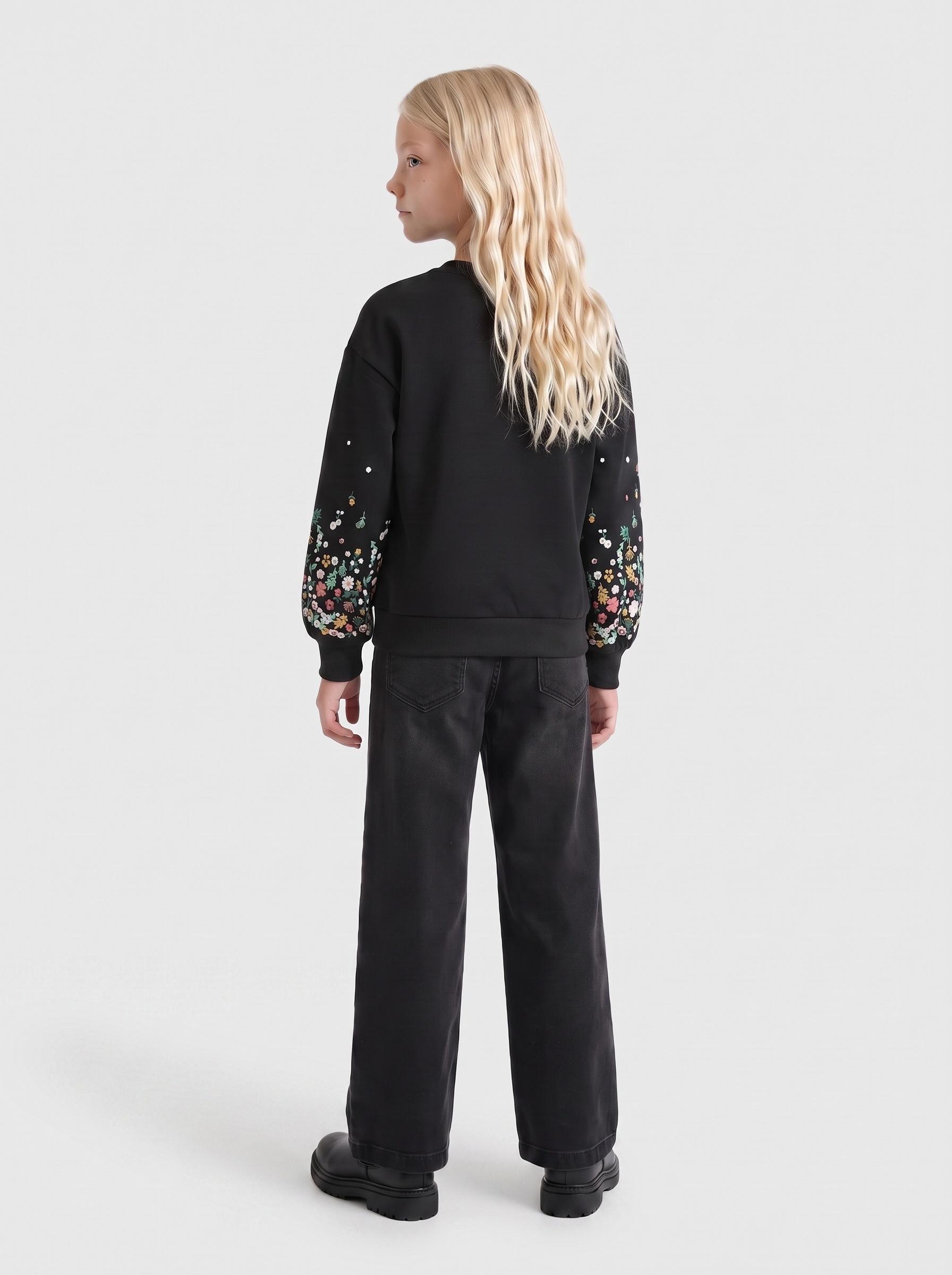 KIDS ONLY Sweat-shirt »KOGBROOKE L/S O-NECK FLOWER SWT NOOS«, mélange coton, coupe régulière

