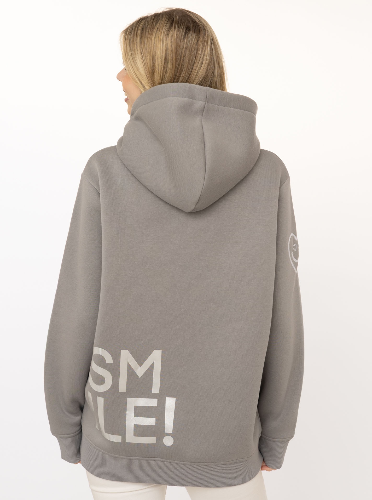 Zwillingsherz Hoodie »"Alissa Shiny"«, glänzender Print, Daumenloch, Kordel, gesticktes Herz am Ärmel
