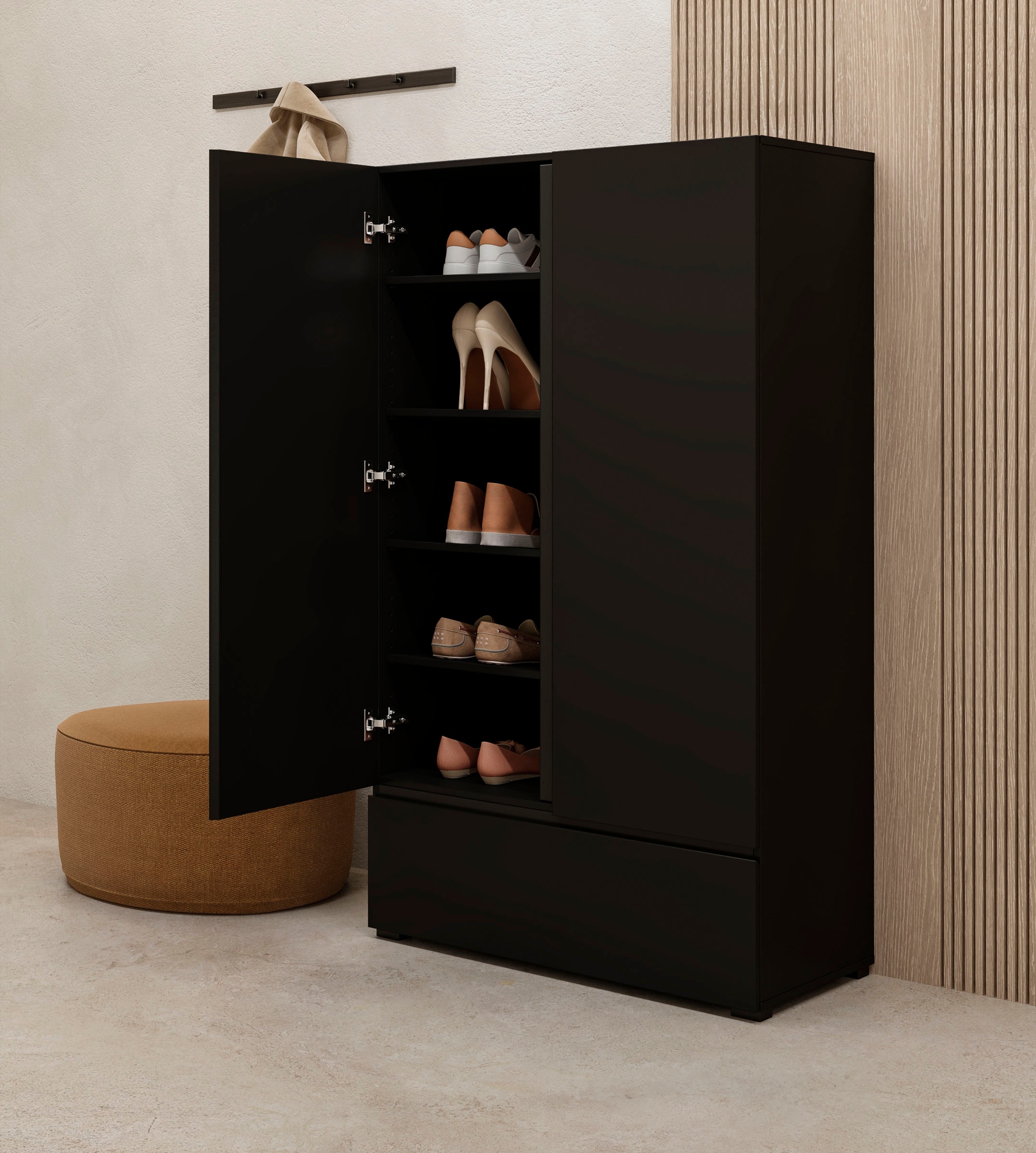 GOODproduct Mehrzweckschrank »Cross,Breite 89 cm, Highboard, Universalschrank, Garderobe« Waescheschrank mit viel Stauraum, Einlegeböden verstellbar
