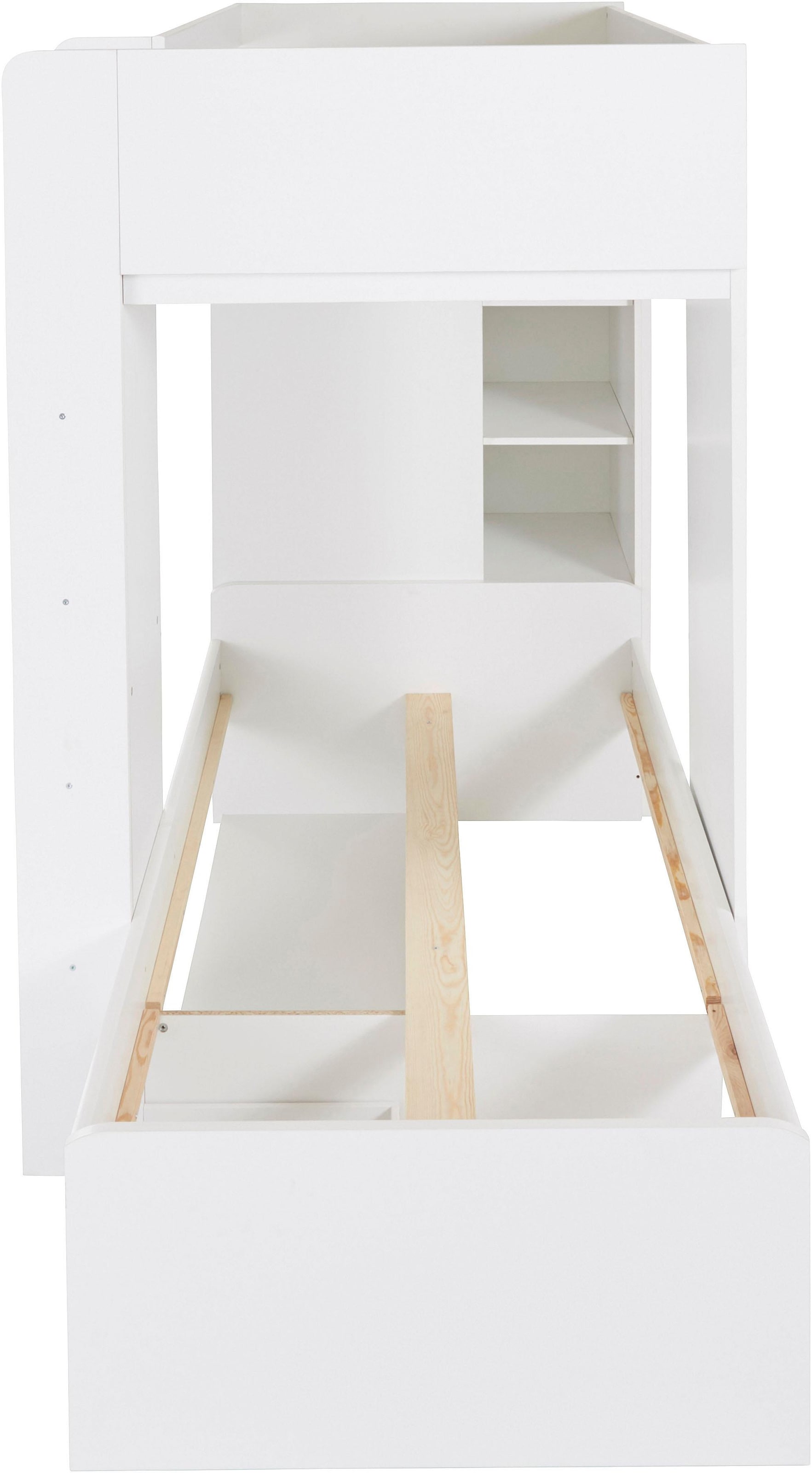 Begabino Hochbett »MAXI« mit 2 Liegeflächen, Kleiderschrank und Regalen