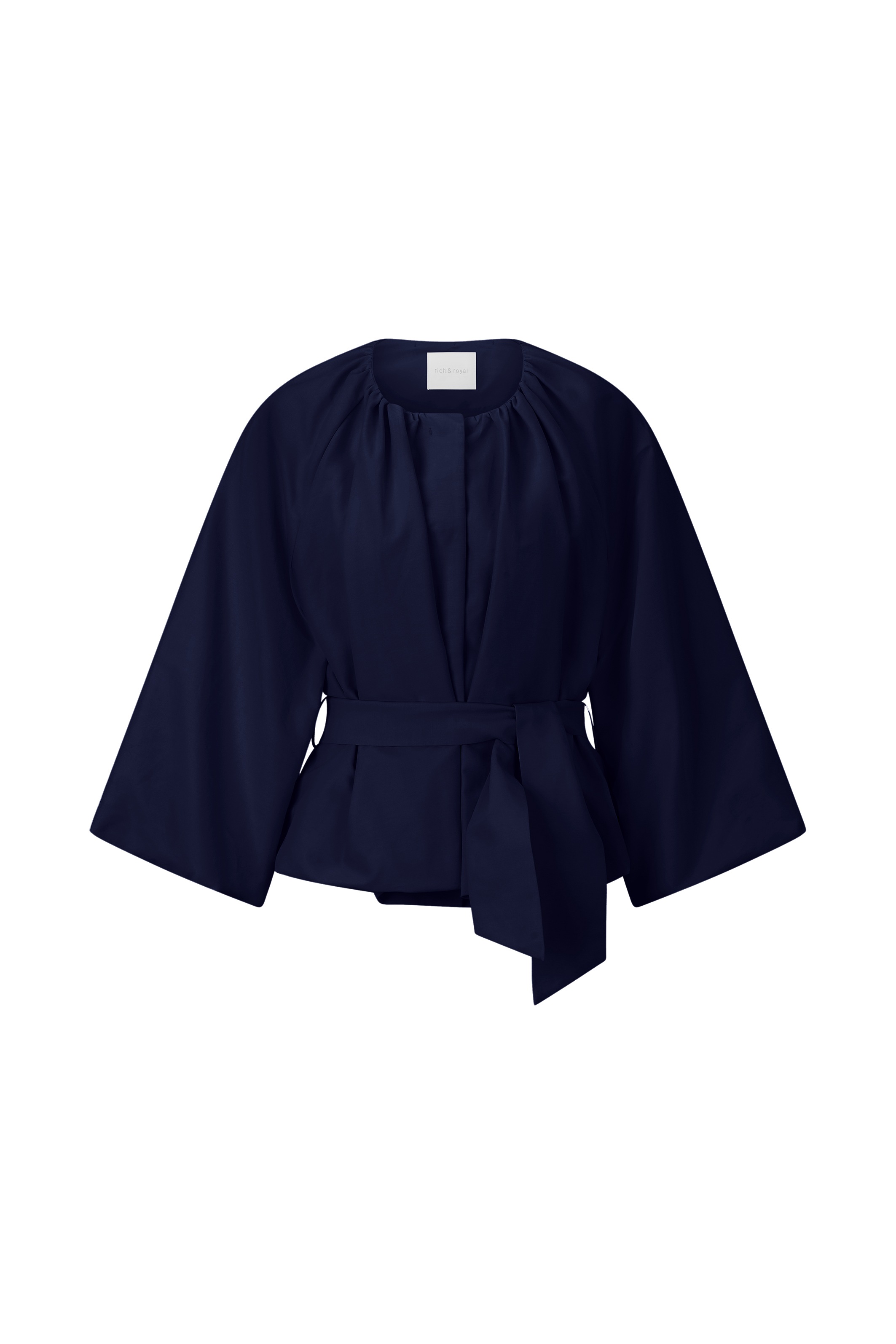 RICHROYAL Blusenjacke im Kimono-Stil mit breitem Bindegürtel, weite Form, 3/4 Ärmel