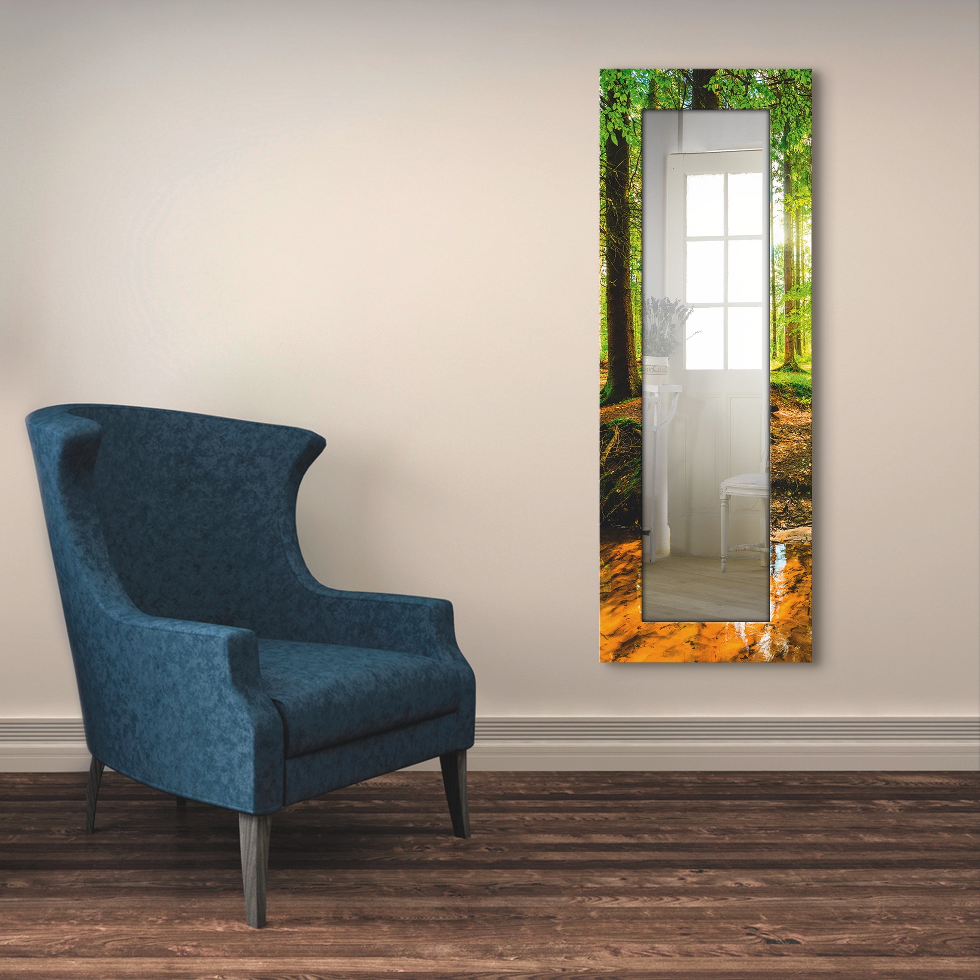 Image of Artland Dekospiegel »Wald mit Bach«, gerahmter Ganzkörperspiegel mit Motivrahmen, geeignet für kleinen, schmalen Flur, Flurspiegel, Mirror Spiegel gerahmt zum Aufhängen bei Ackermann Versand Schweiz