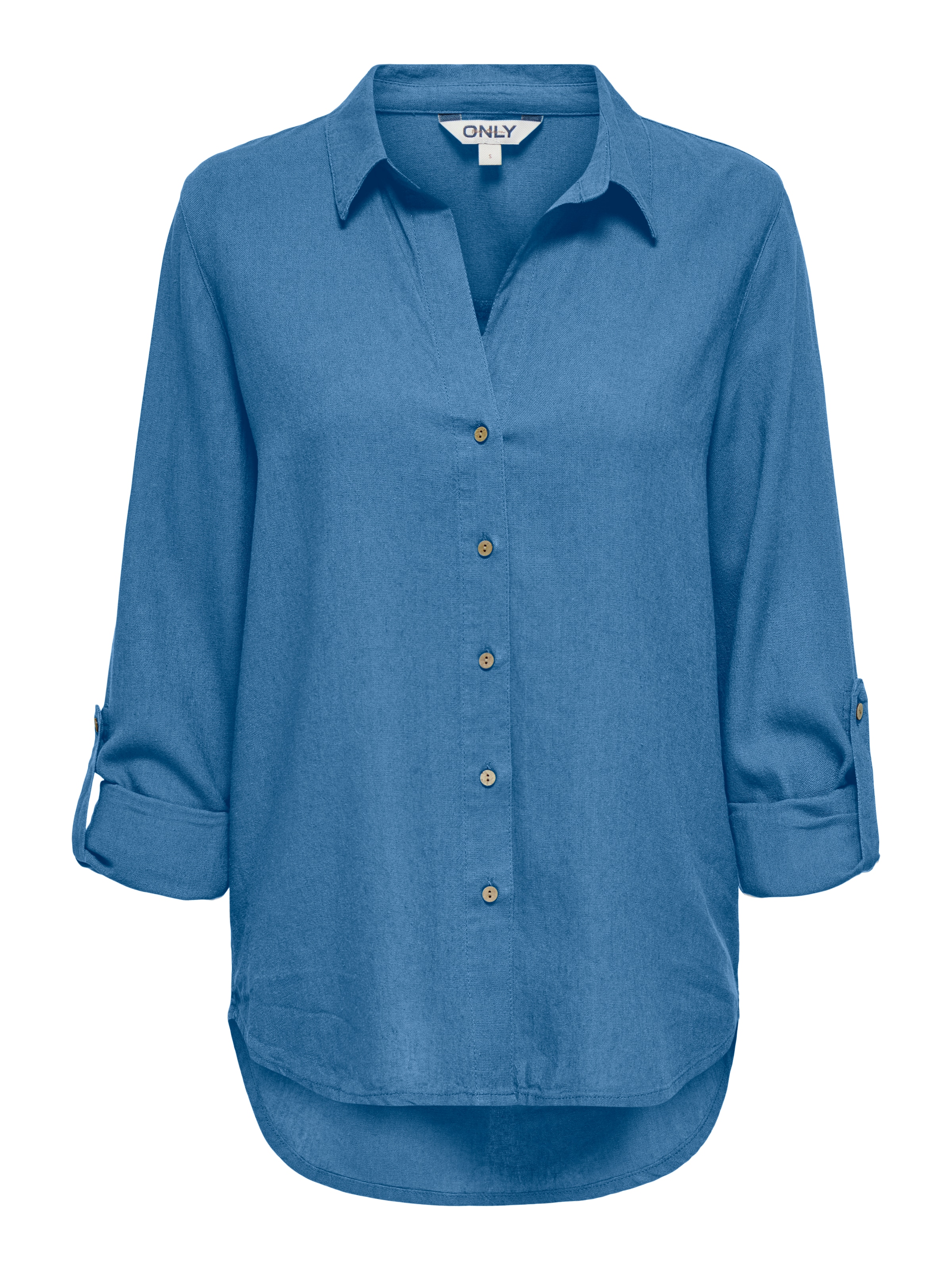 Image of ONLY Hemdbluse "ONLGOA 3/4 STRAP LINEN BL SHIRT CC PNT" mit Leinen, umschlagbare Manschetten
