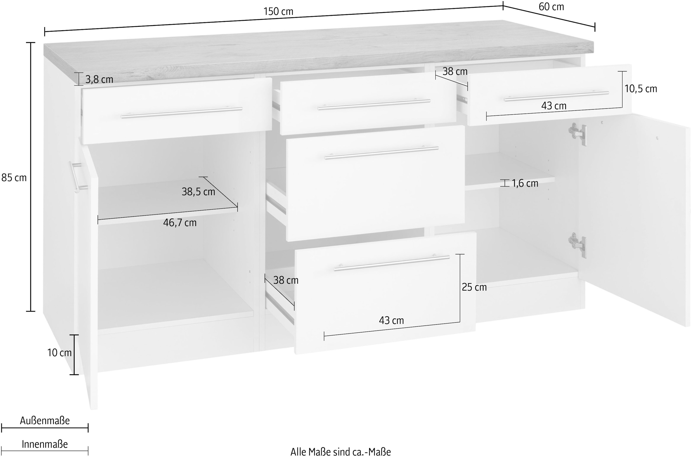 wiho Küchen Unterschrank »Unna«, 150 cm breit