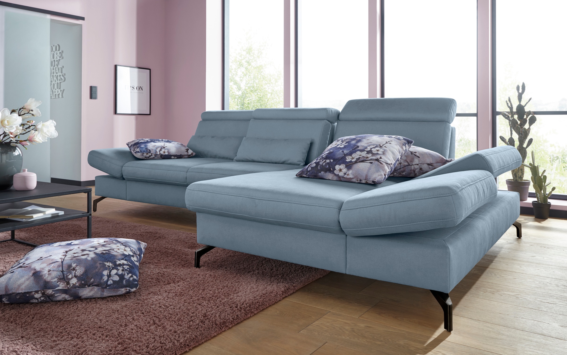 sit&more Ecksofa »Brisbane L-Form«, Fusshöhe 12 cm, inklusive Sitztiefen-, Armteil- und Kopfteilverstellung