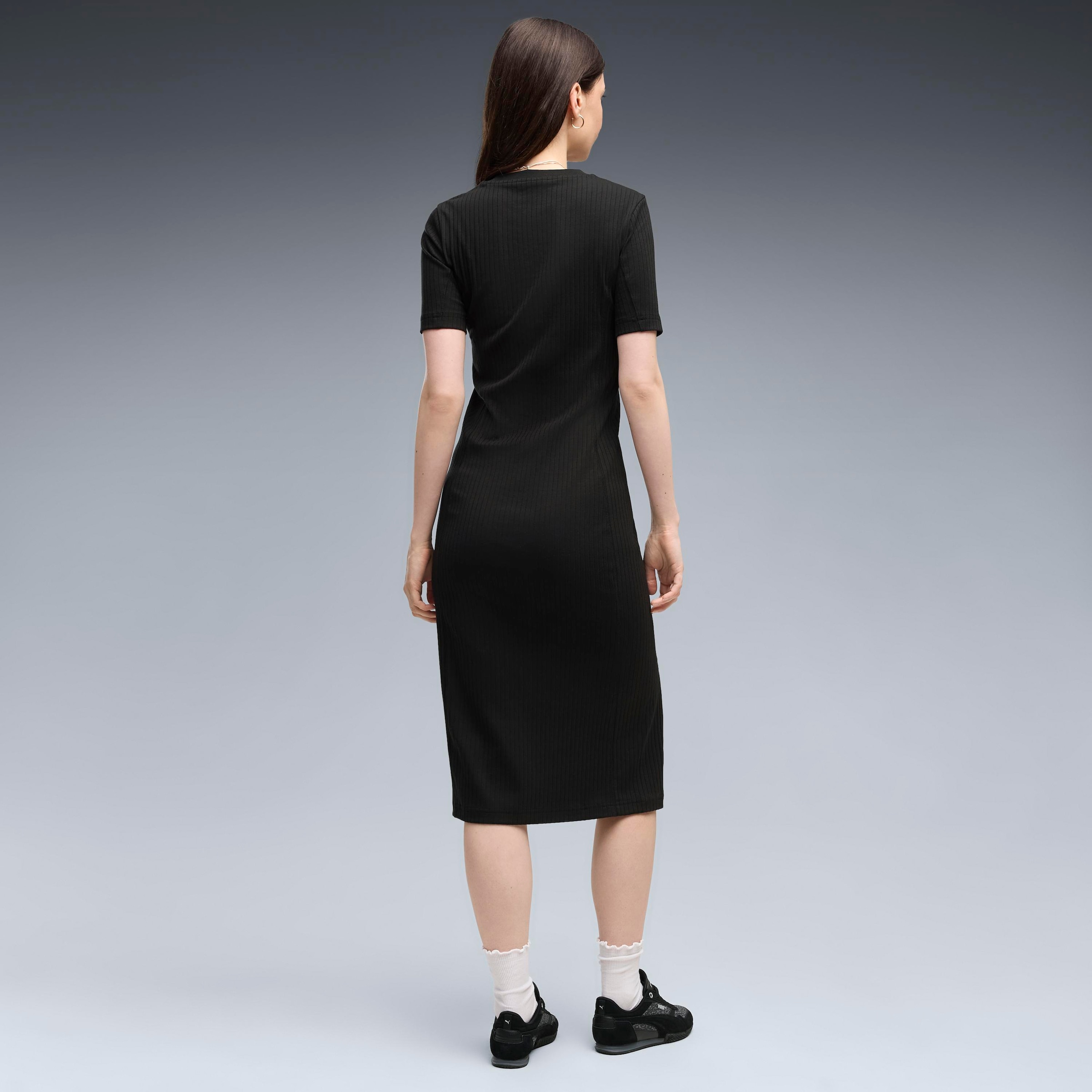 PUMA Jupe en sweat »HER RIB DRESS« longueur couvrant les genoux, design uni, coupe sportive