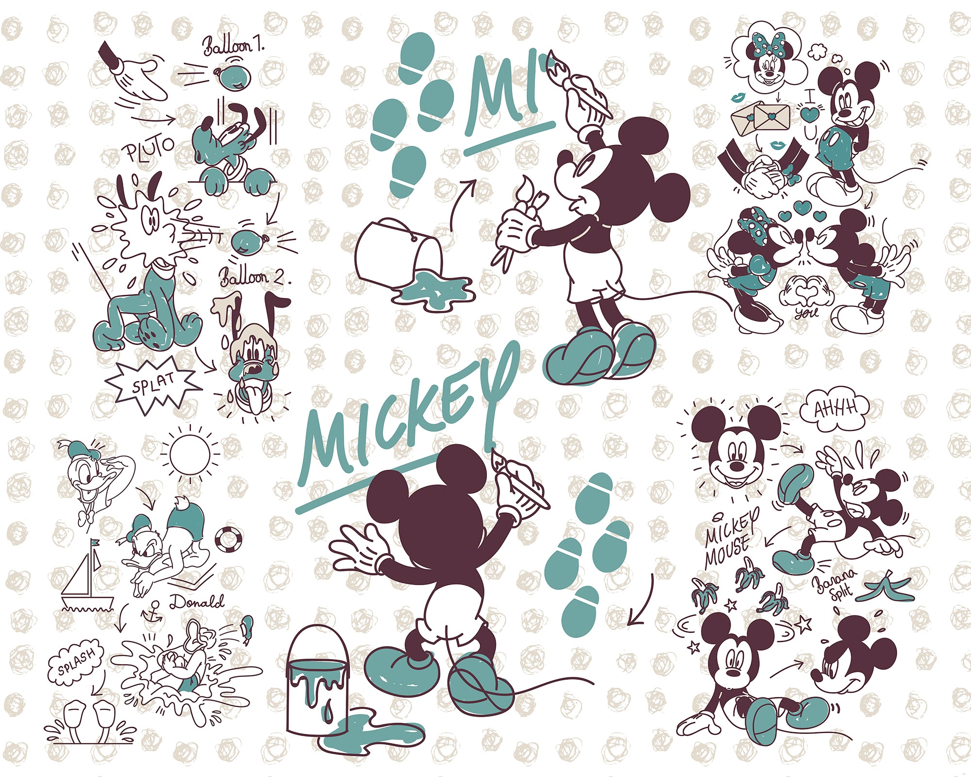 Image of Komar Vliestapete "Digitaldruck Vlies - Mickey and Friends - Grösse 350 x 280 cm" bedruckt glatt Kinderzimmer